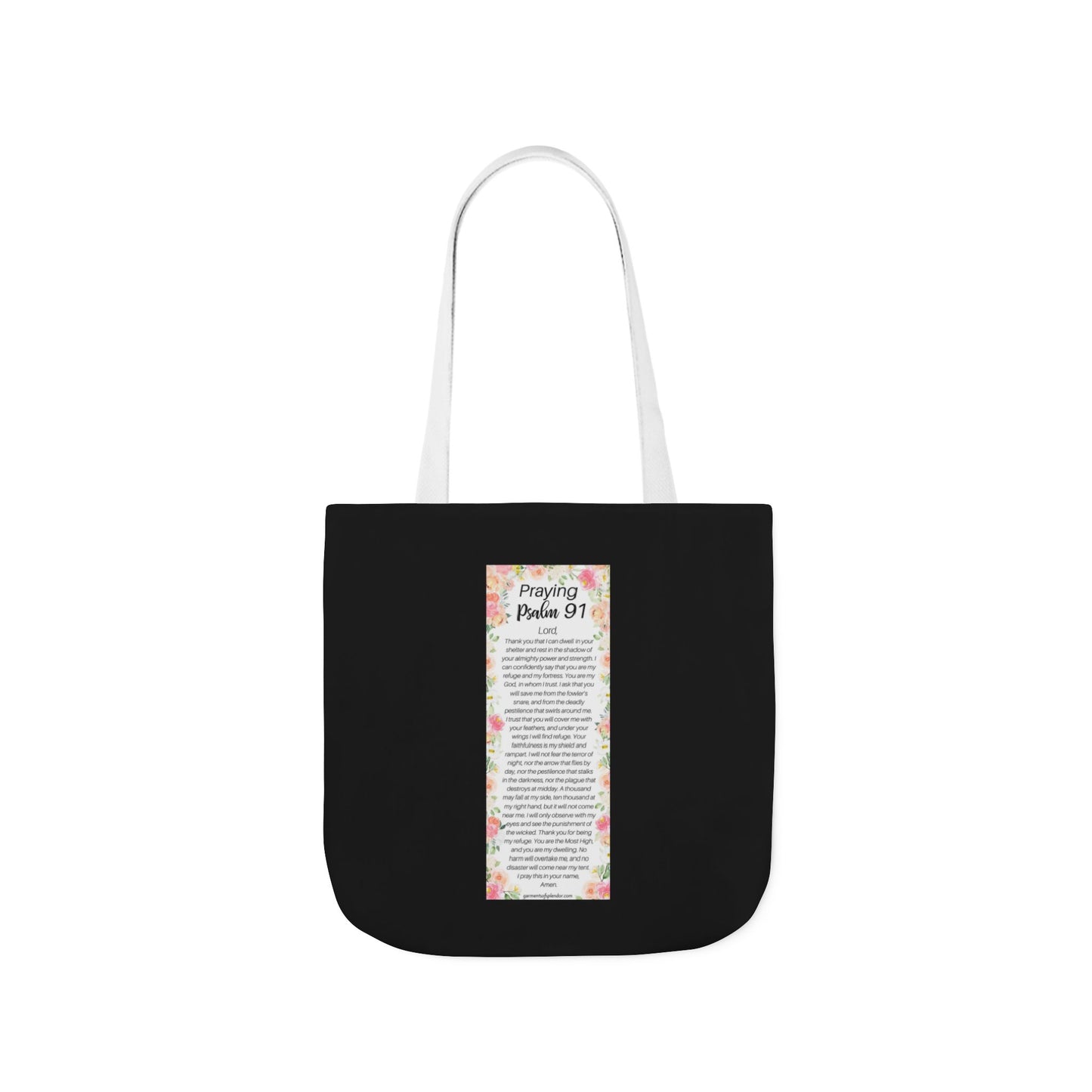 Floral Icons Canvas Tote — "Put On The Full Armour of God" with psalm 91 prayer on the Back.