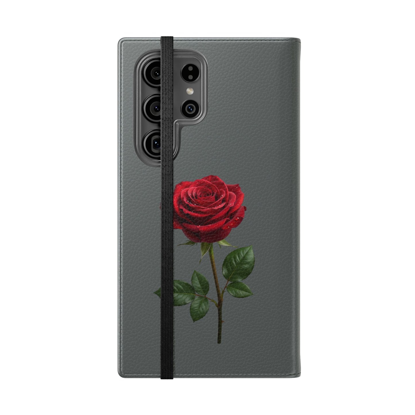Mon Amour Rose Flip Phone Case — Floral Wallet Flip Case with 'Mon amour' Script