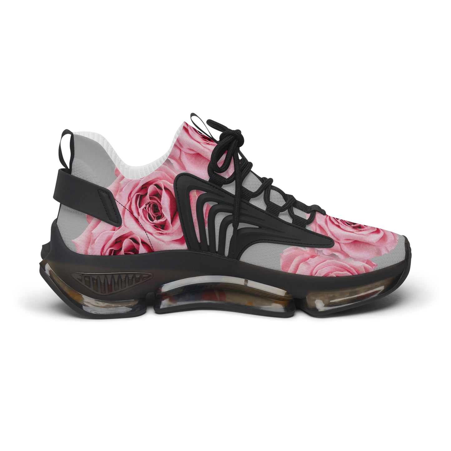 Women's Mesh Sneakers — Pink Rose Floral Athletic Shoes