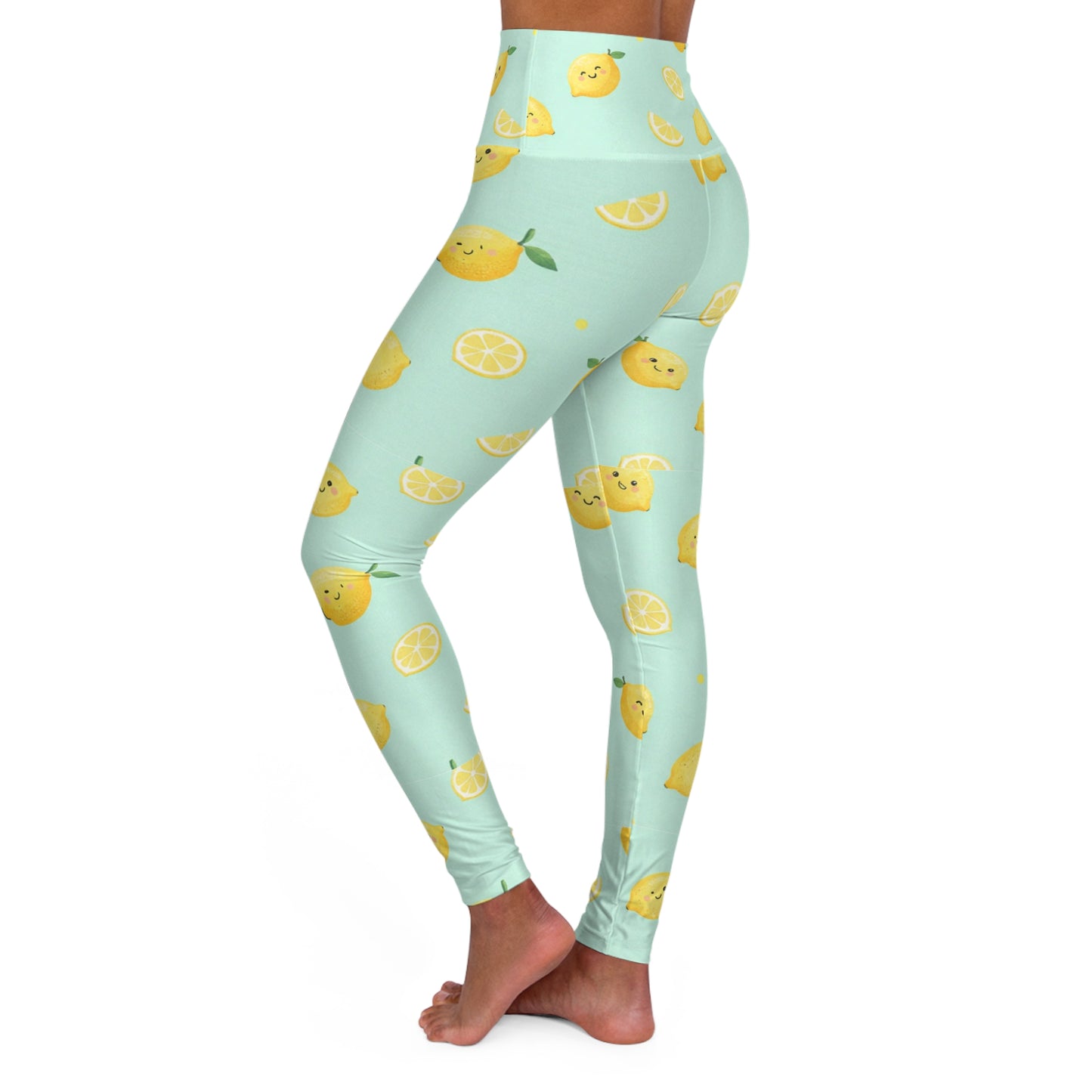 Lemonade Bliss High-Waist Yoga Leggings — Cute Yellow Lemon Print AOP©