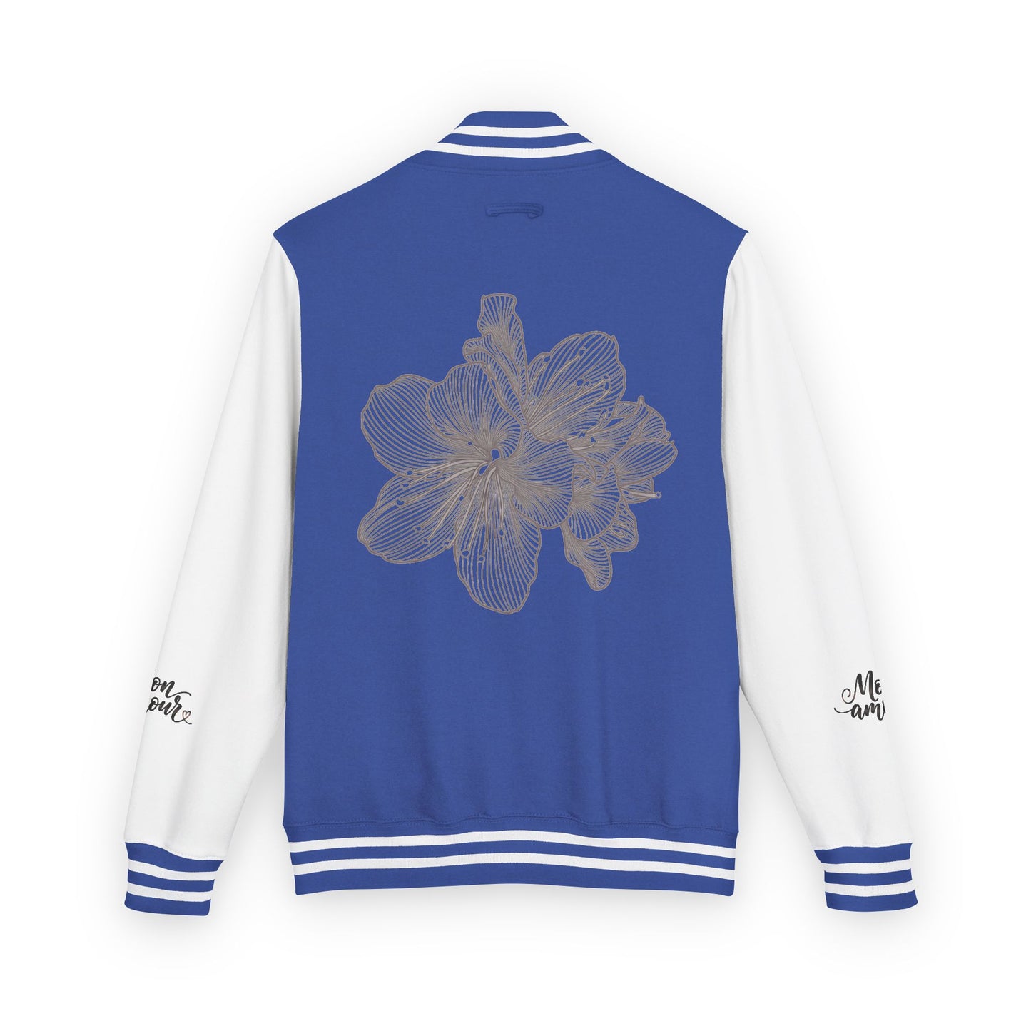Letterman Jacket — Minimal Floral Patch Varsity Jacket