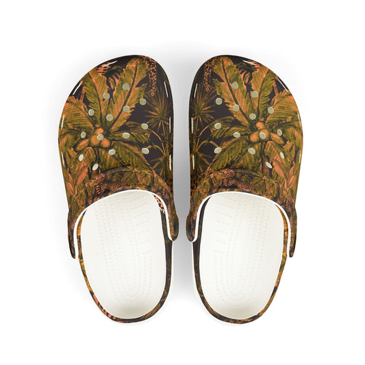 Kids Fall Leaf Clogs – Brown Autumn Pattern EVA Foam Slip-Ons©