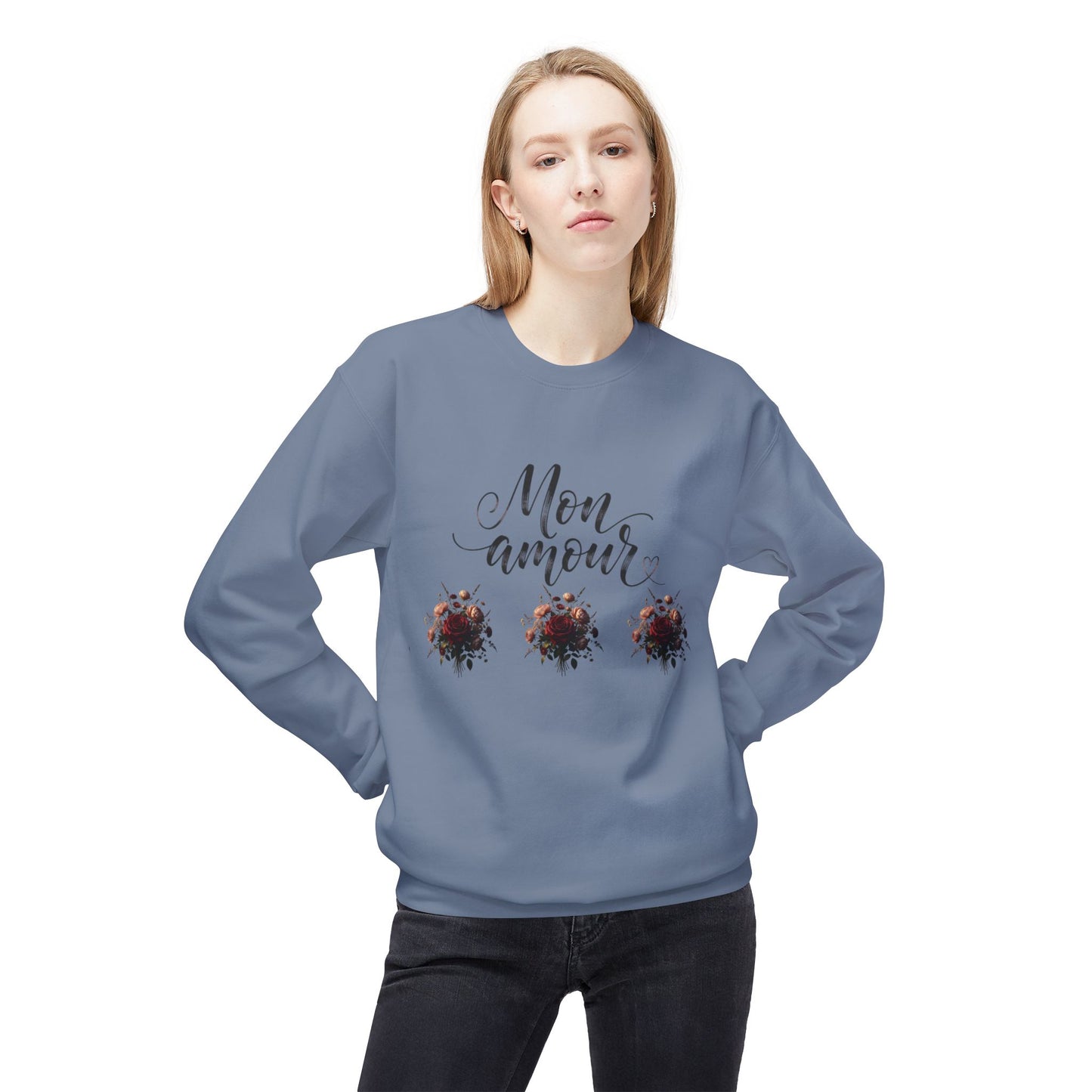 Floral Rose Bouquet Crewneck Sweatshirt — Vintage Dark Romantic Floral Design