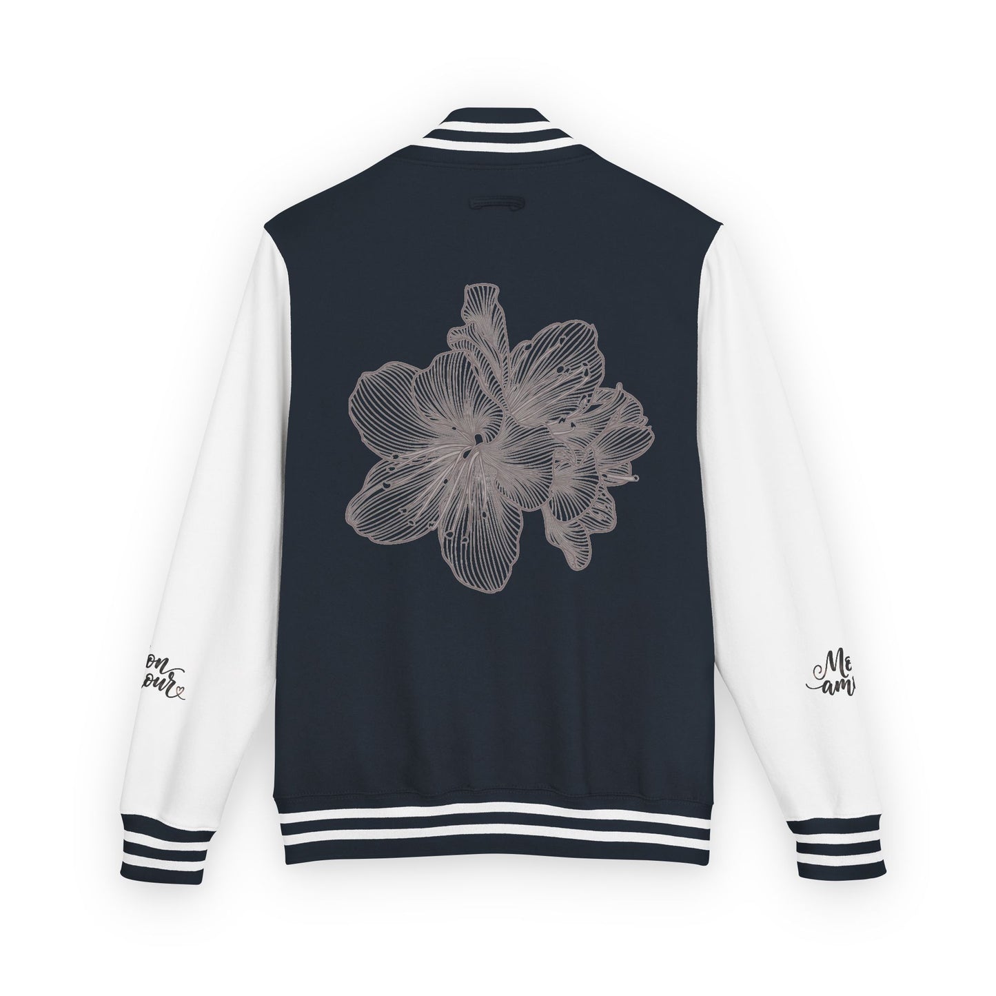 Letterman Jacket — Minimal Floral Patch Varsity Jacket©