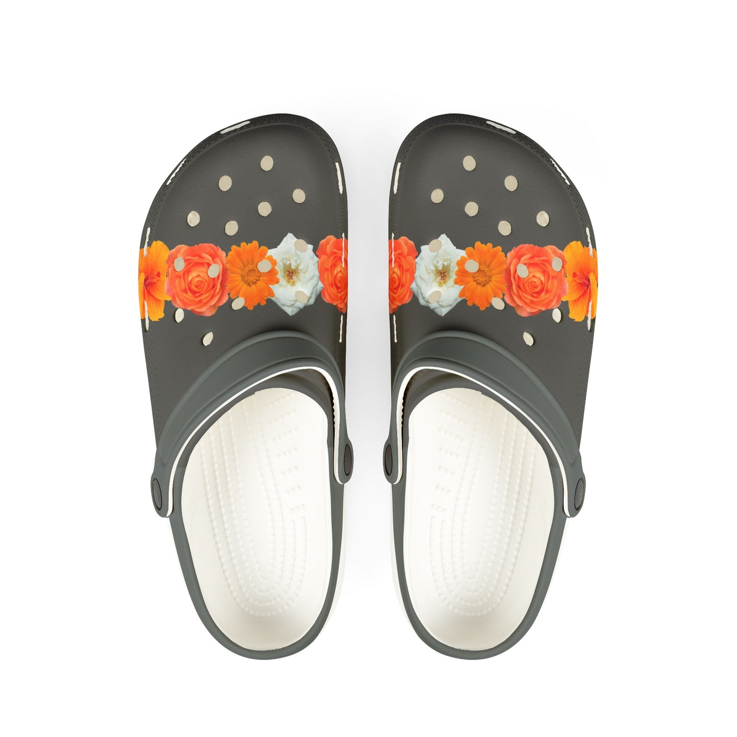 Floral EVA Foam Clogs — Orange Rose Band Slip‑On Shoes