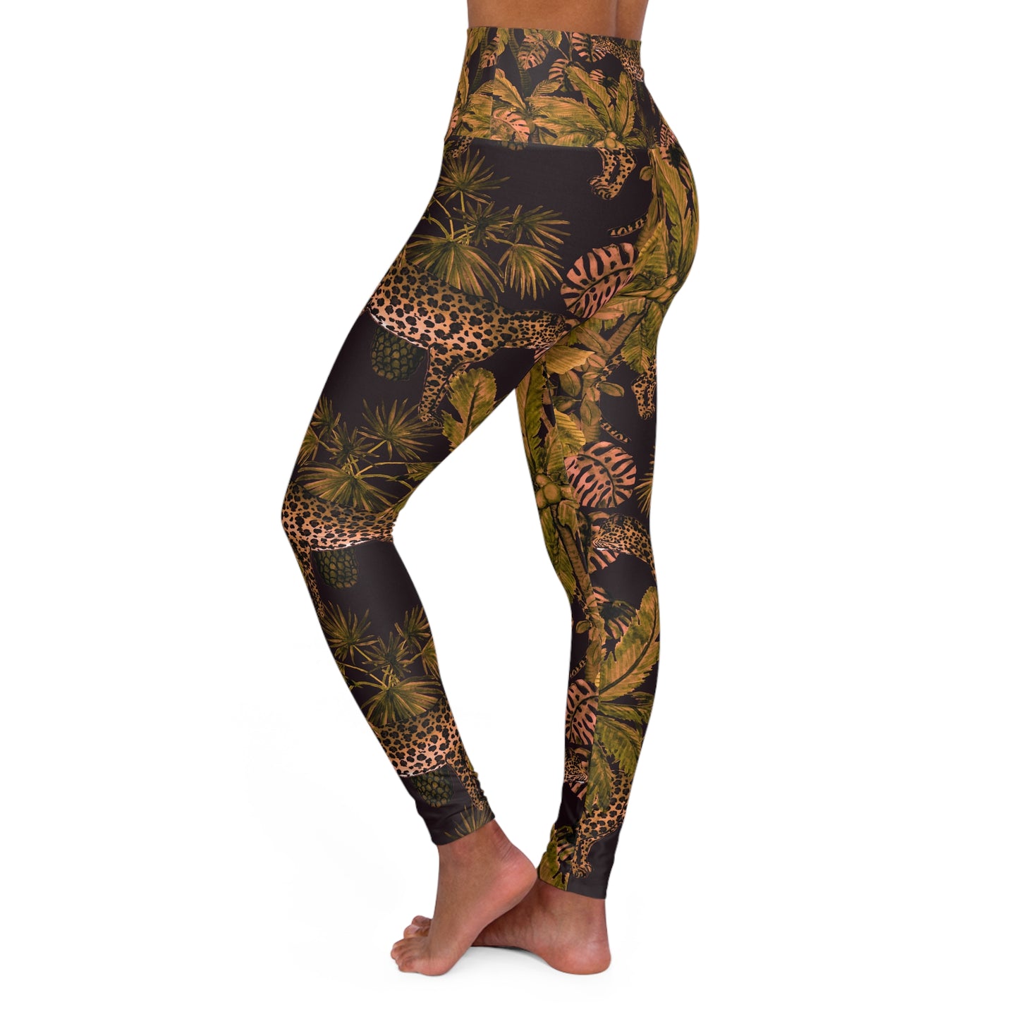 High-Waist Tropical Leopard Yoga Leggings — Jungle Print Workout©