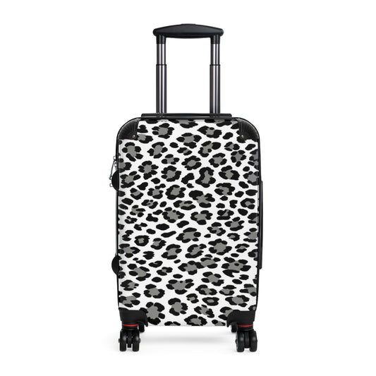 Black & White Leopard Print Suitcase - Rolling Carry-On Luggage©