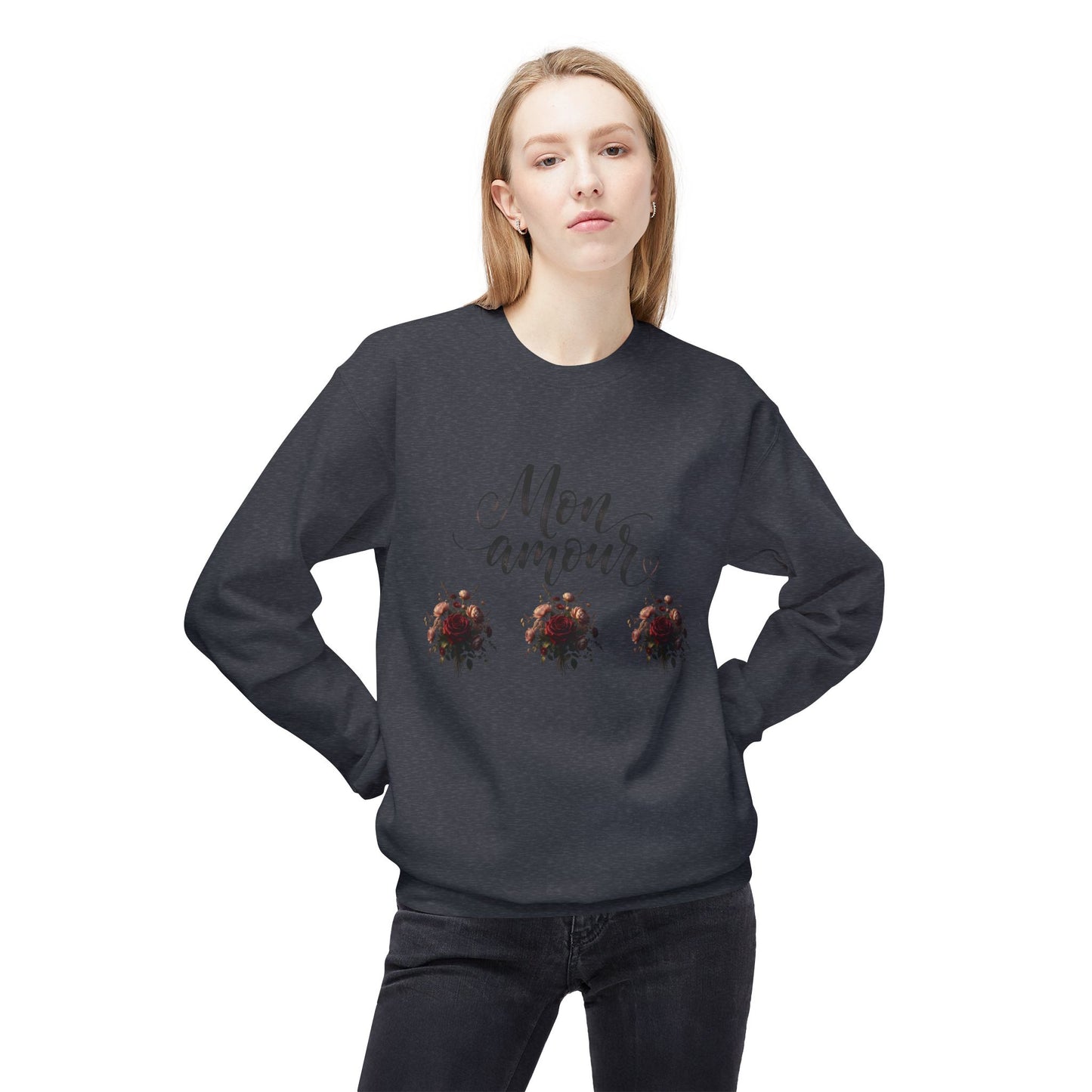 Floral Rose Bouquet Crewneck Sweatshirt — Vintage Dark Romantic Floral Design
