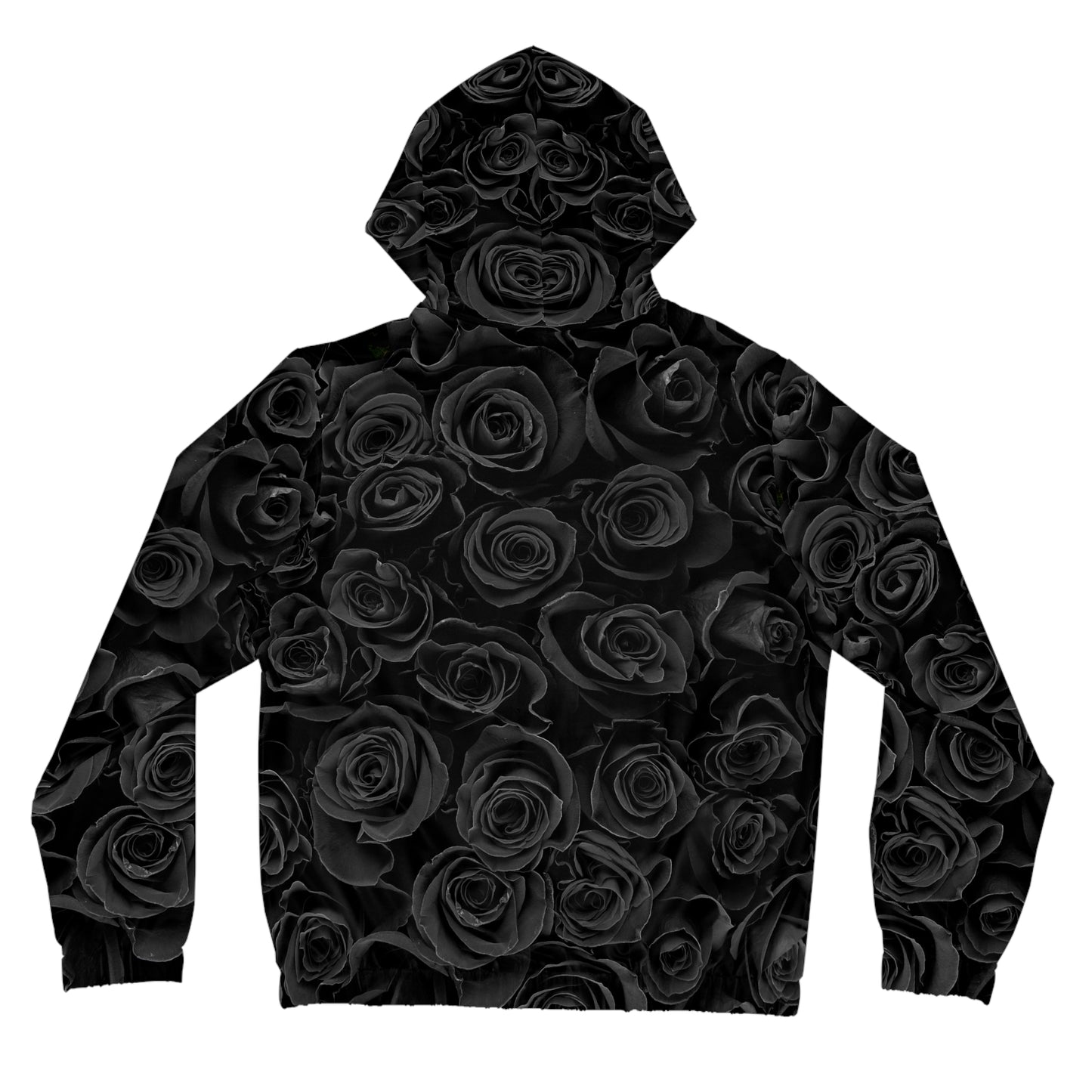 Hoodie — All-Over Black Rose Zip-Up Hoodie©