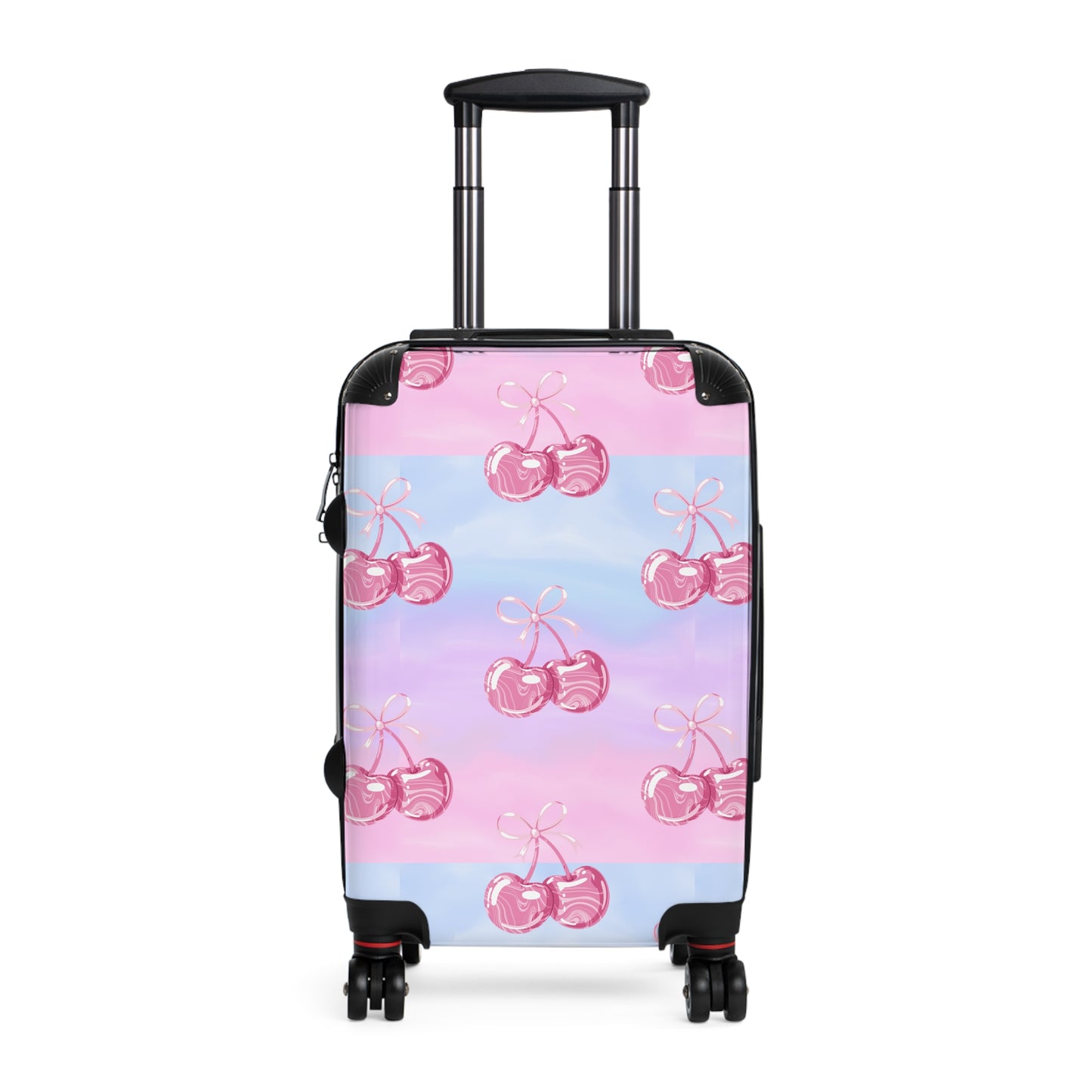 Cherry Pattern Suitcase— Pastel Pink & Lavender Travel Luggage©
