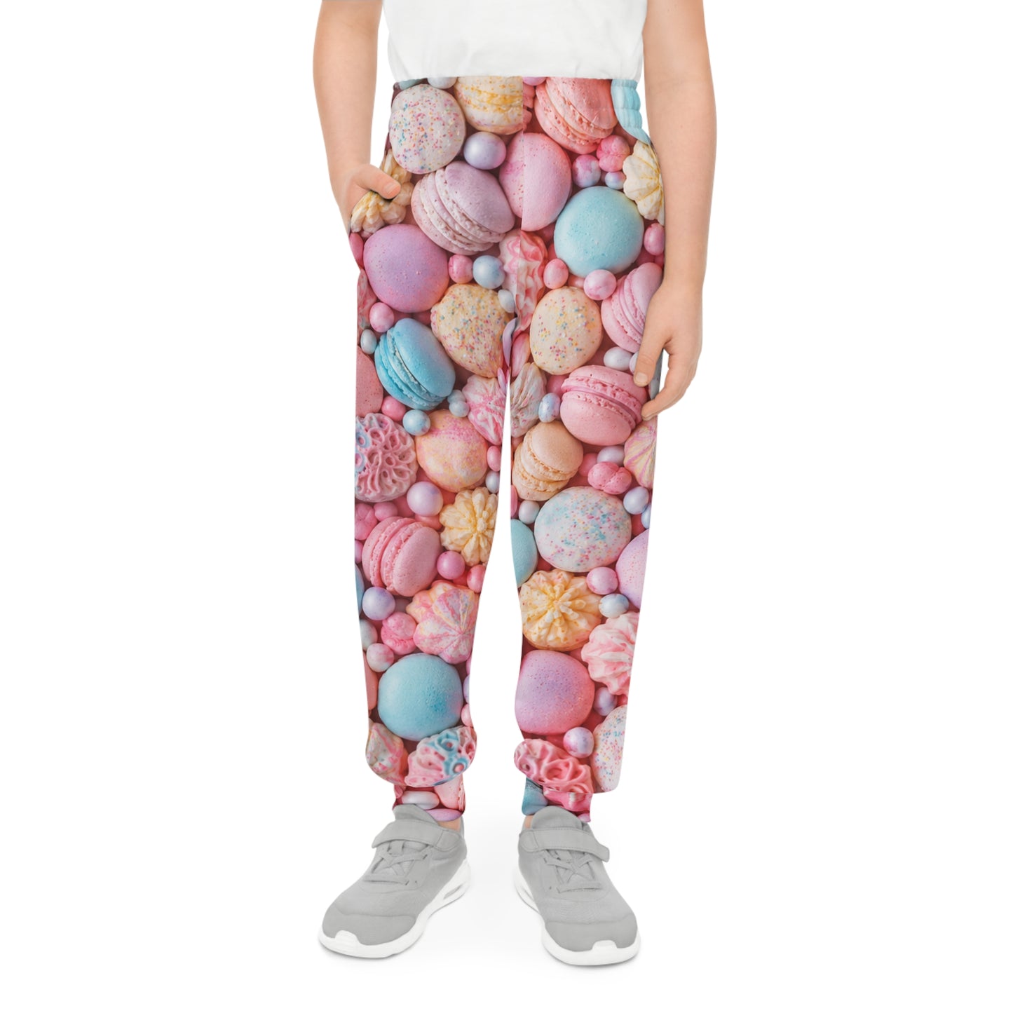 Candy Macaron Print Youth Joggers — Pastel Sweets All-Over-Print Pants©