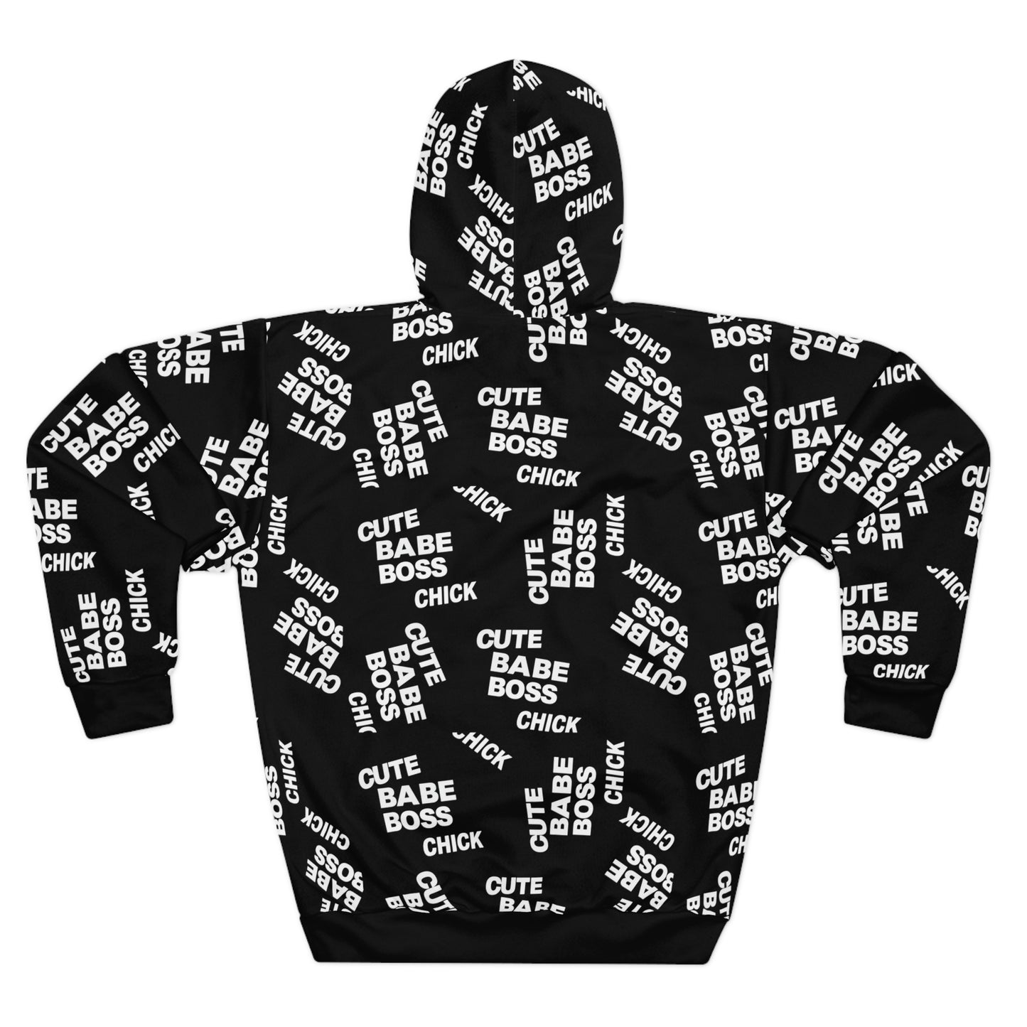 Cute Babe Boss Chick Hoodie — All-Over Print Black Pullover©
