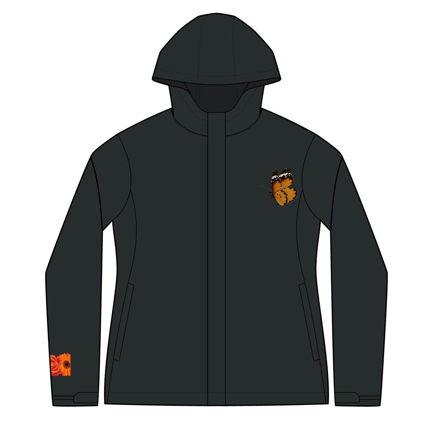 Women's Arcadia Floral Softshell Jacket — Embroidered Butterfly & Botanical Back Design