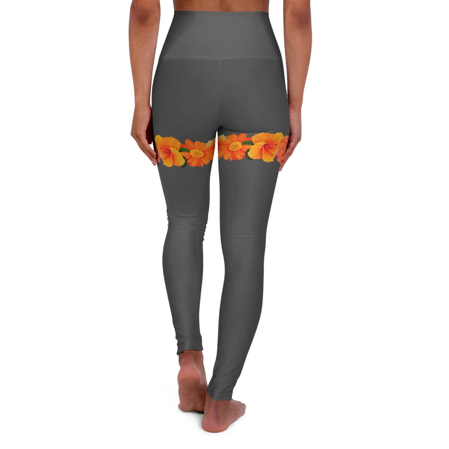 Floral High Waisted Marigold Leggings, Activewear Leggings©