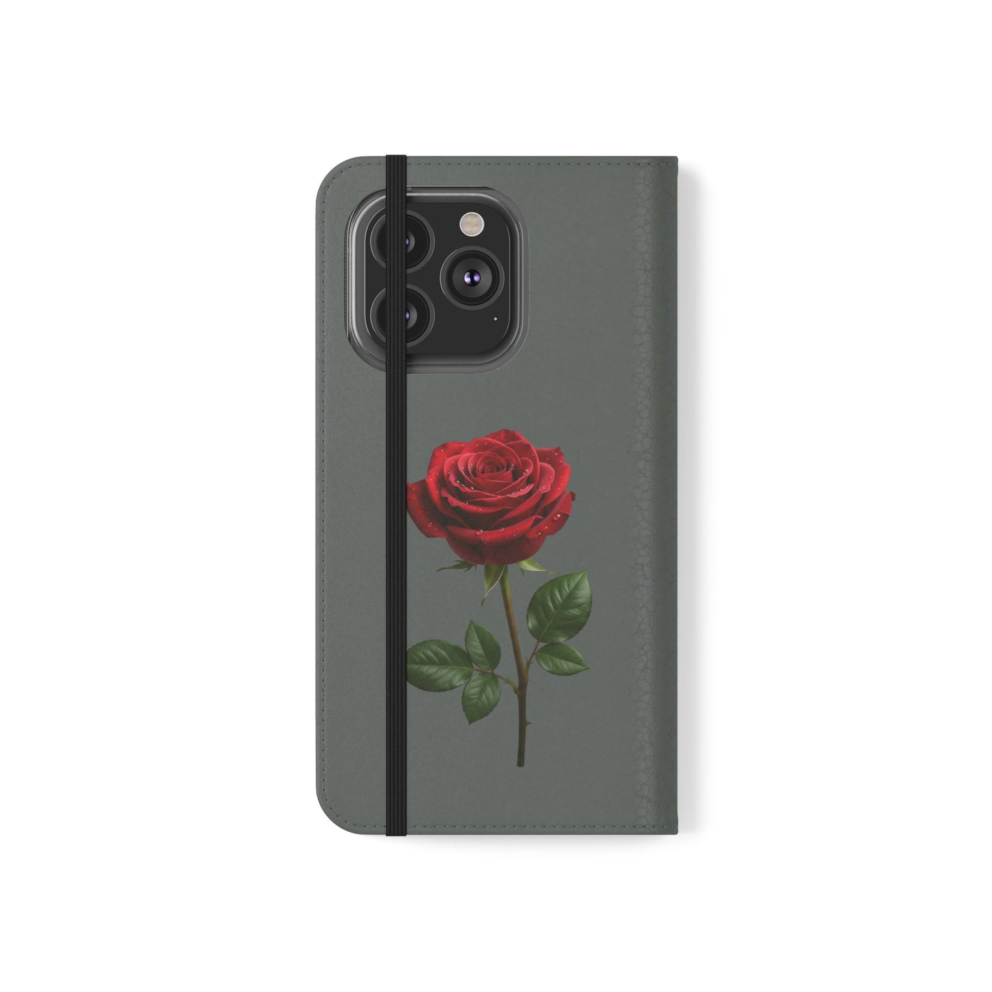 Mon Amour Rose Flip Phone Case — Floral Wallet Flip Case with 'Mon amour' Script
