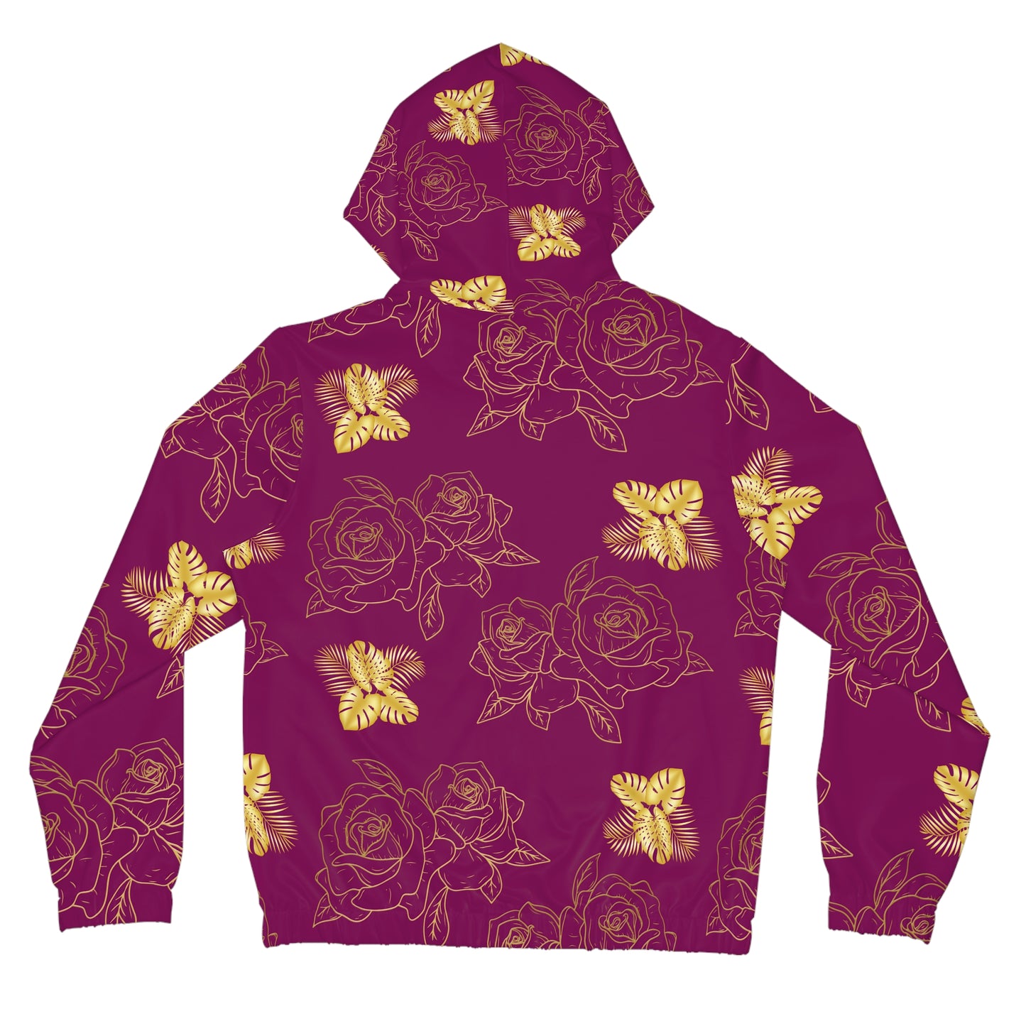 Floral Butterfly Zip Hoodie — Burgundy Rose Pattern Women’s Full-Zip©