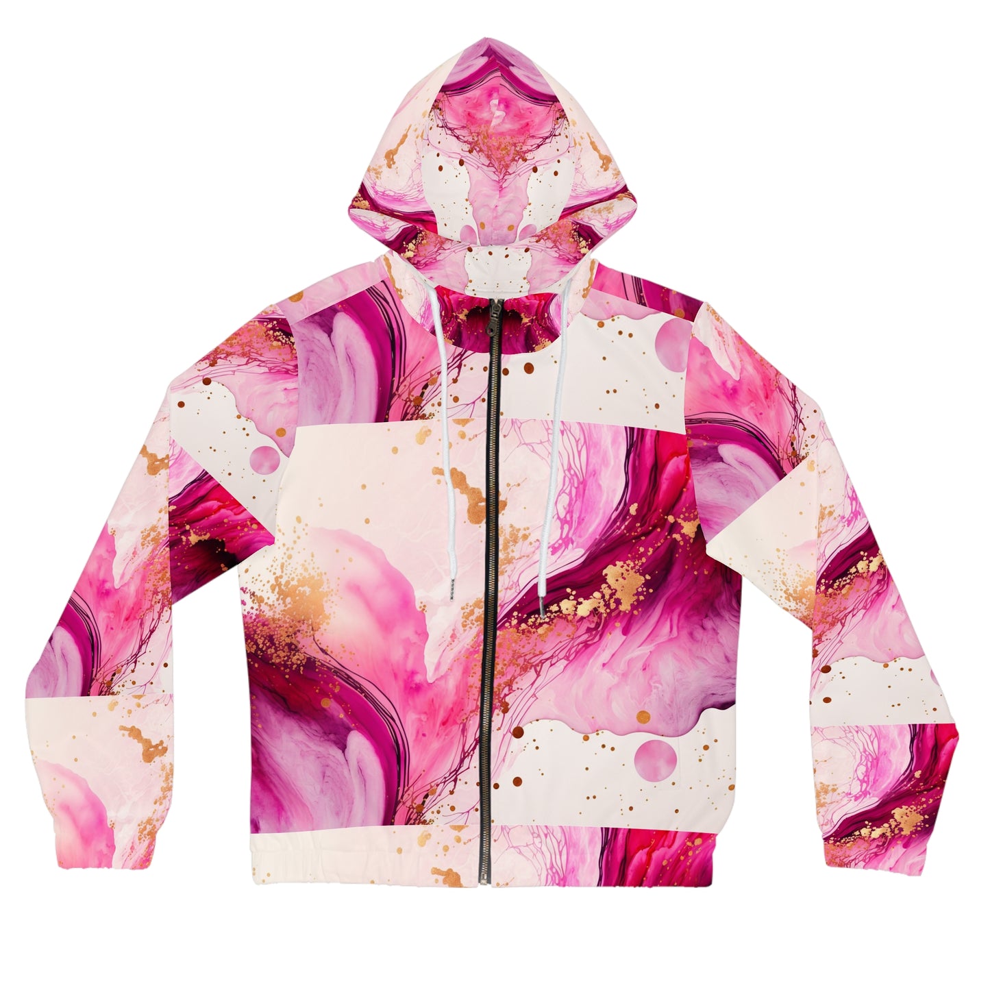 Pink Marble Abstract Full-Zip Hoodie©