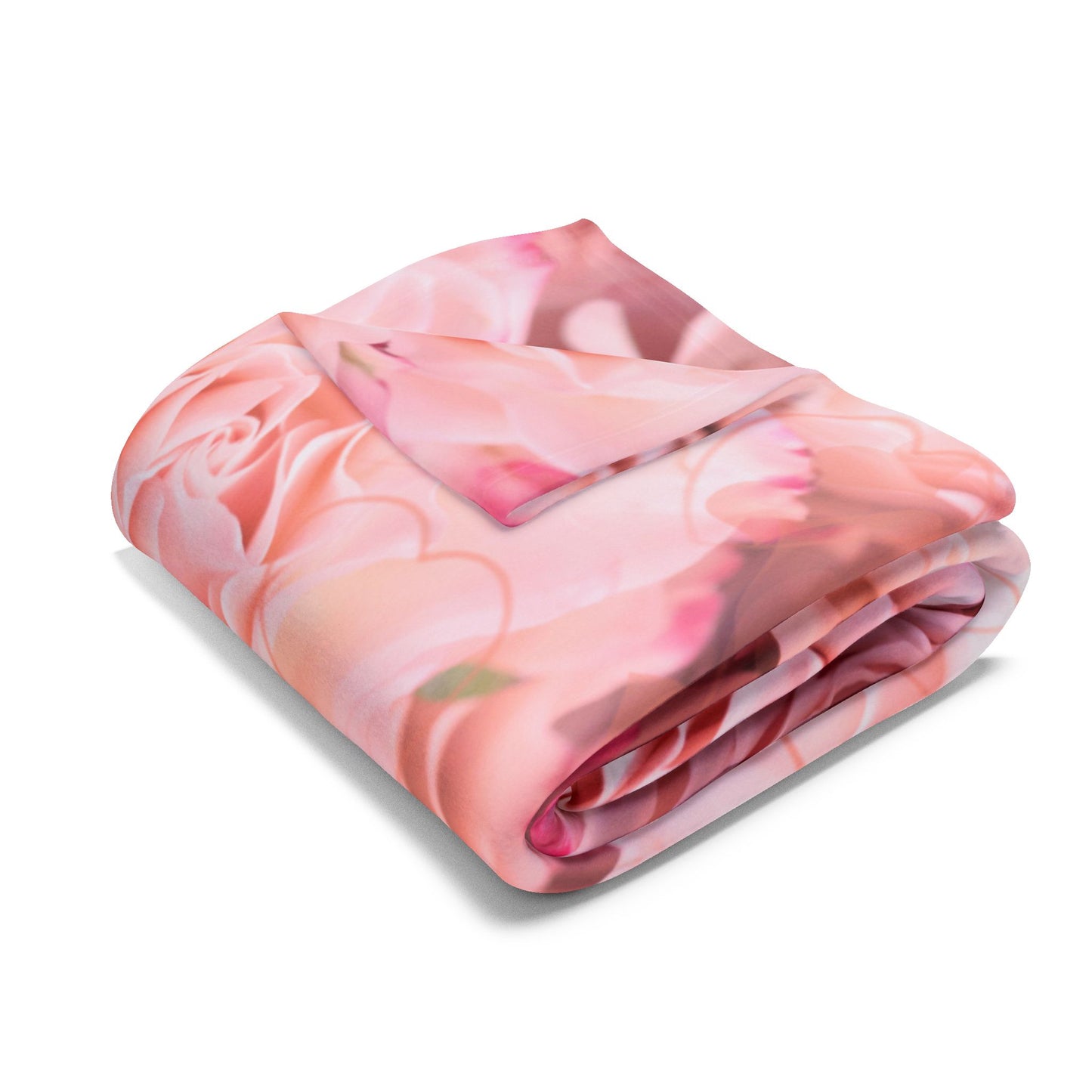 Pink Rose Floral Fleece Blanket — Soft Cozy Throw for Bedroom, Gift for Her