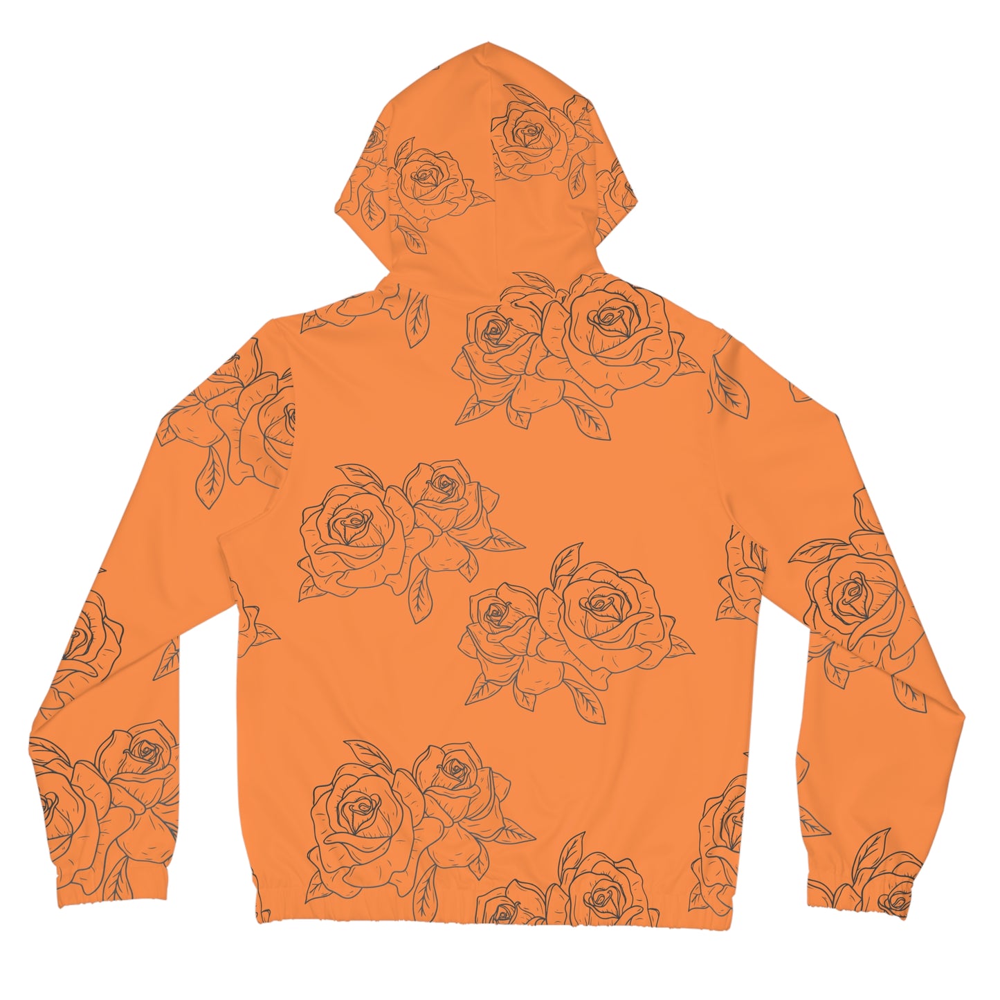 Orange Rose Sketch Zip-Up Hoodie — Floral Women's Full-Zip Jacket©