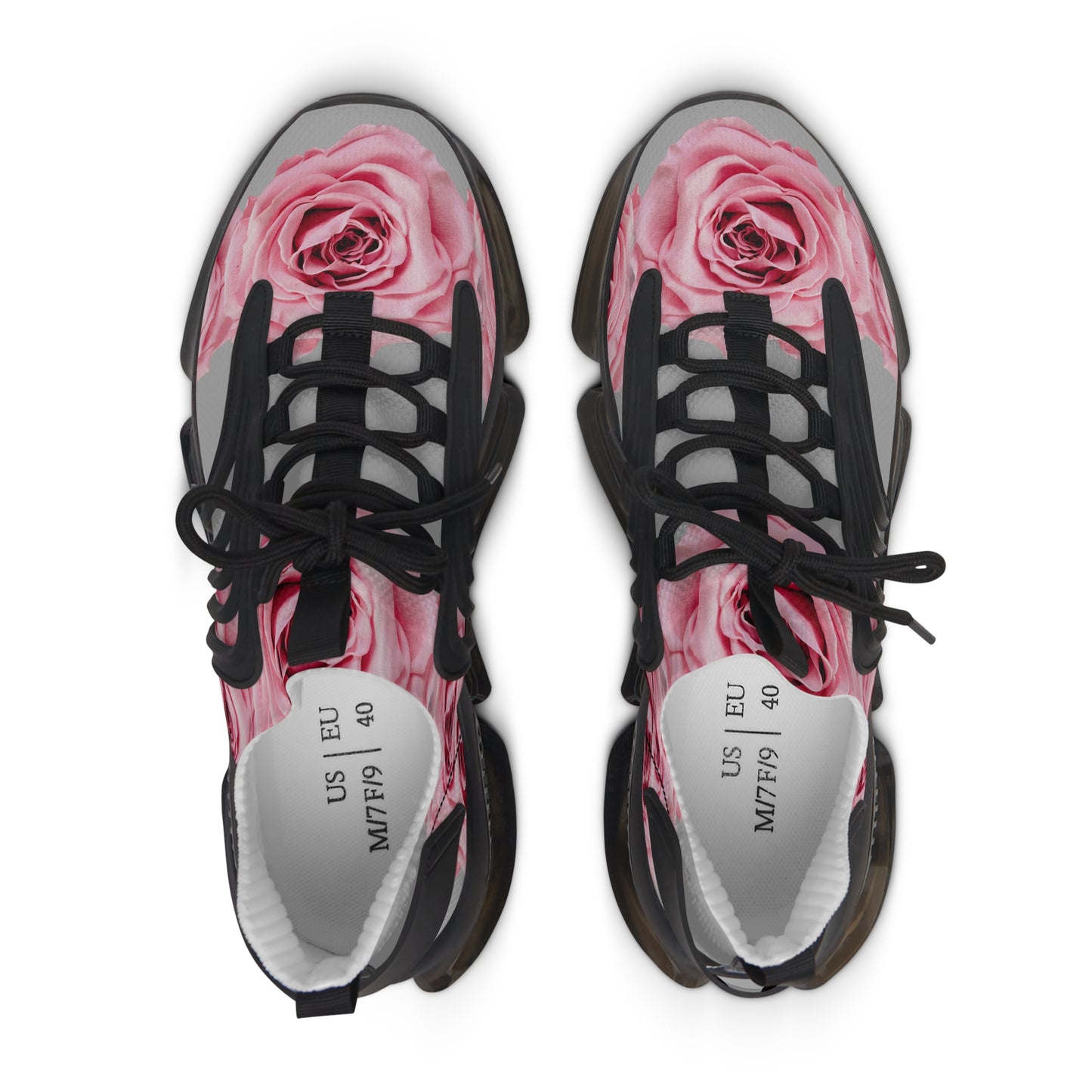 Women's Mesh Sneakers — Pink Rose Floral Athletic Shoes