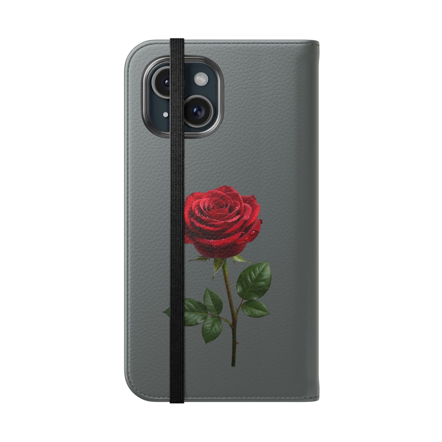 Mon Amour Rose Flip Phone Case — Floral Wallet Flip Case with 'Mon amour' Script