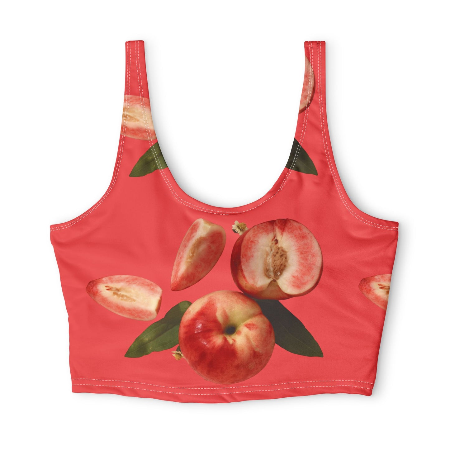 Peach Print Sports Bra — Coral Fruit All-Over-Print Activewear©