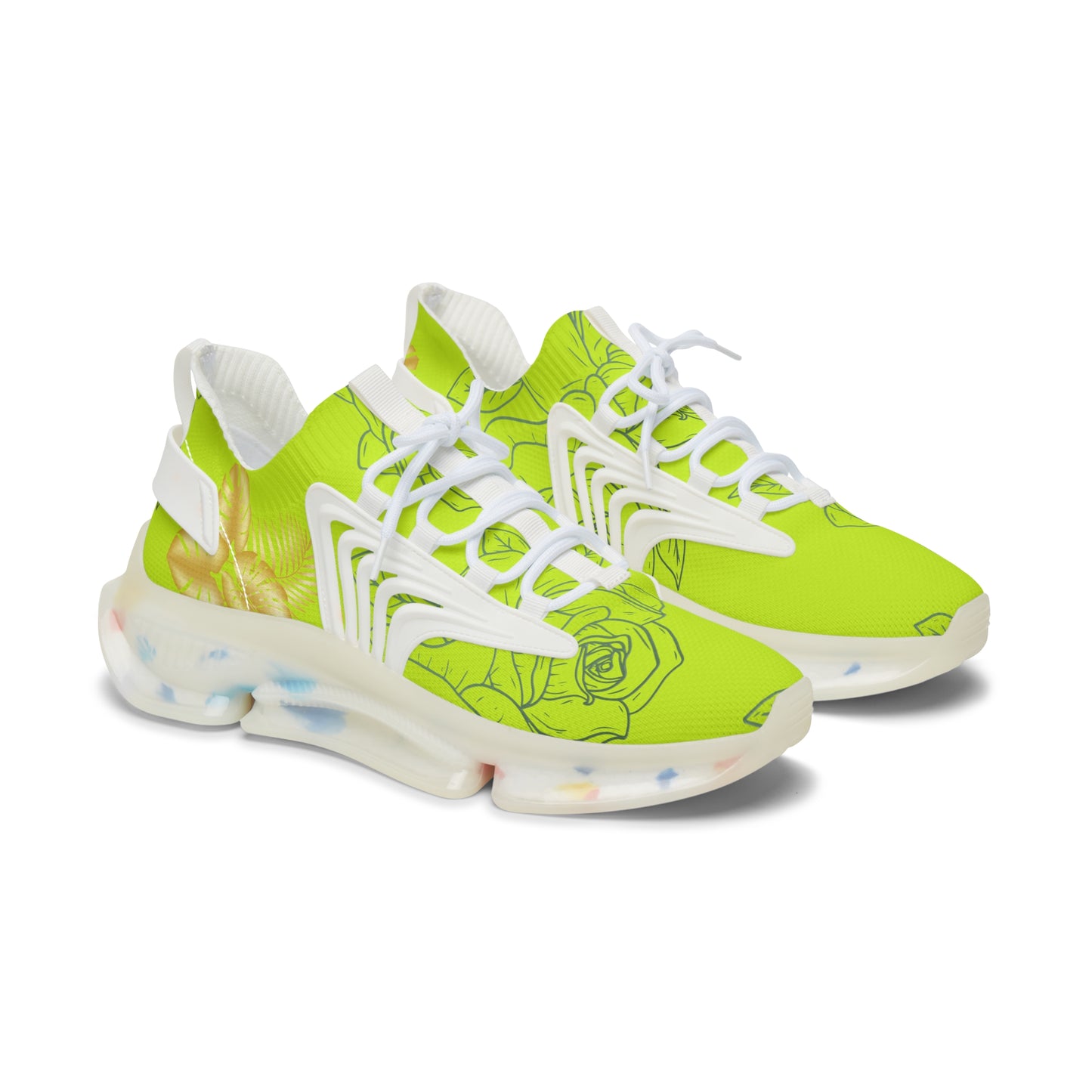 Neon Green Rose Mesh Sneakers©