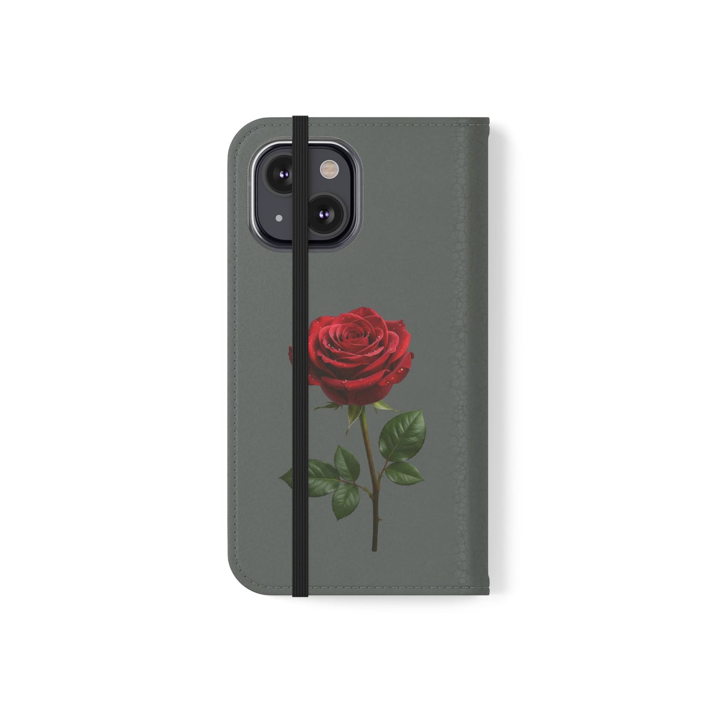 Mon Amour Rose Flip Phone Case — Floral Wallet Flip Case with 'Mon amour' Script