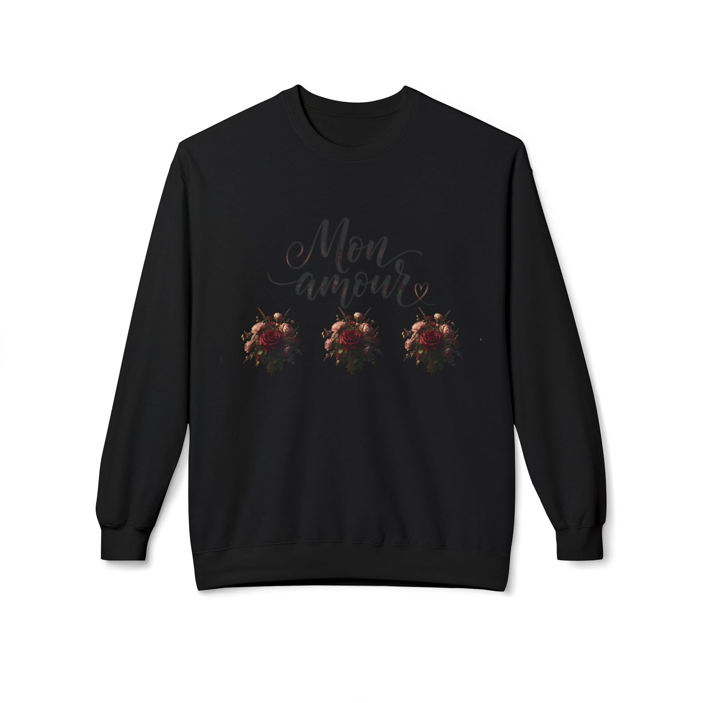 Floral Rose Bouquet Crewneck Sweatshirt — Vintage Dark Romantic Floral Design©