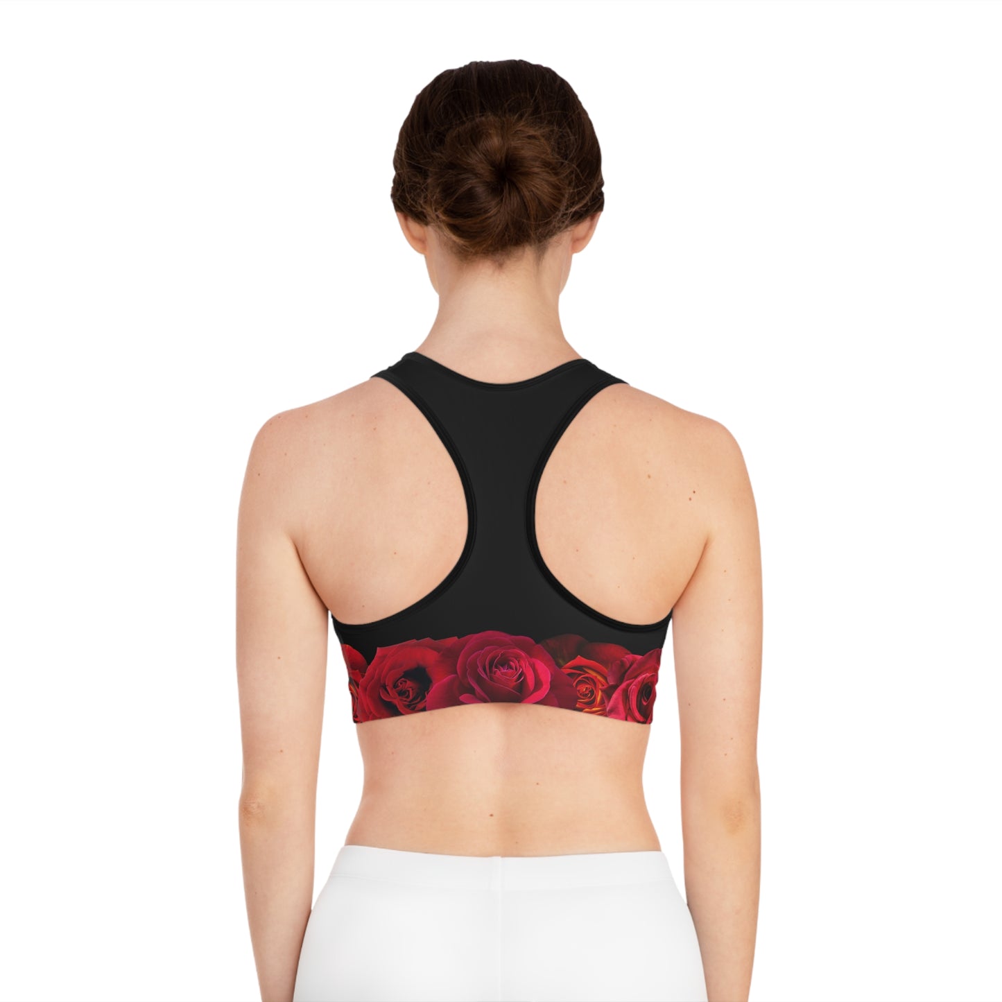 Rose Border Sports Bra — Floral Workout Crop Top