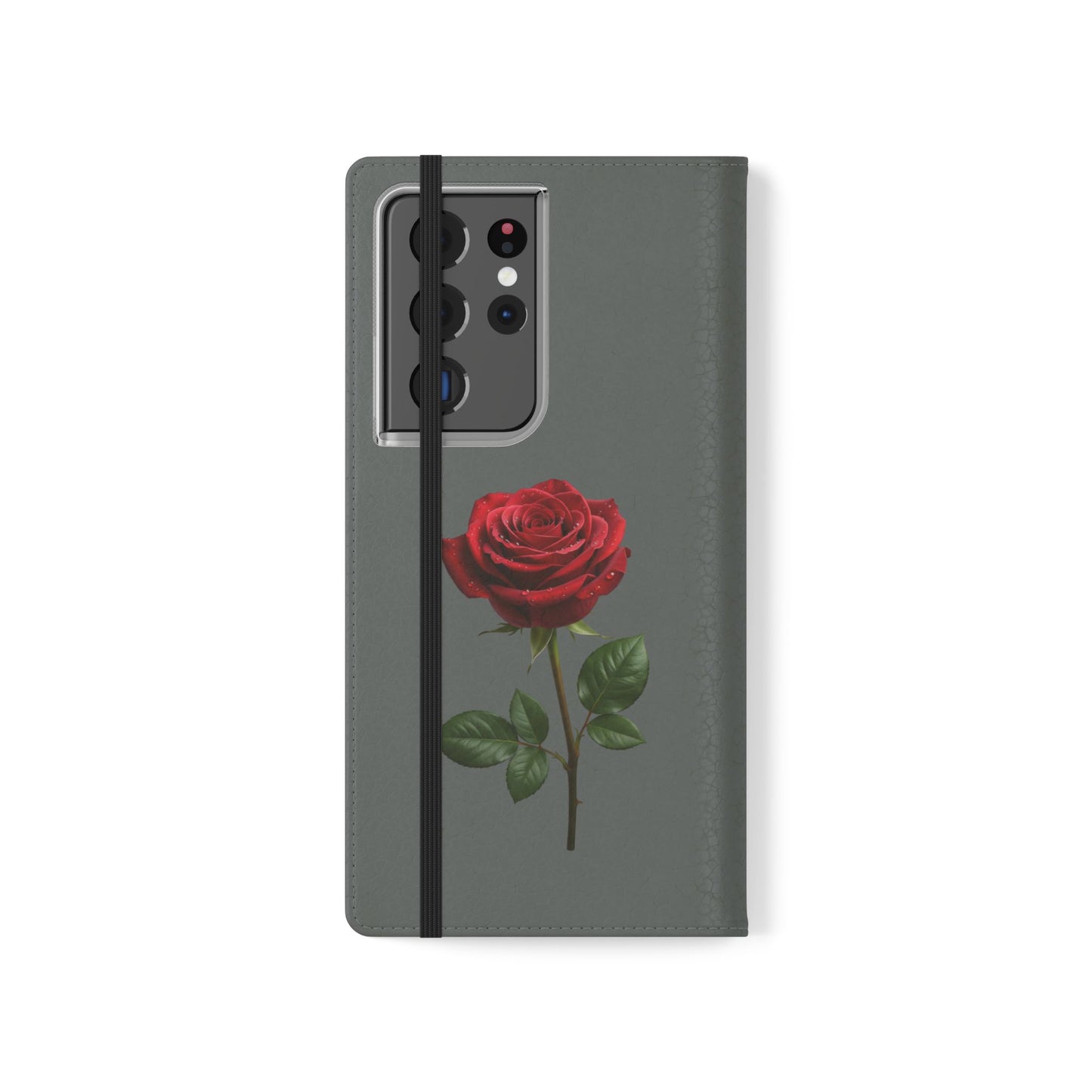 Mon Amour Rose Flip Phone Case — Floral Wallet Flip Case with 'Mon amour' Script