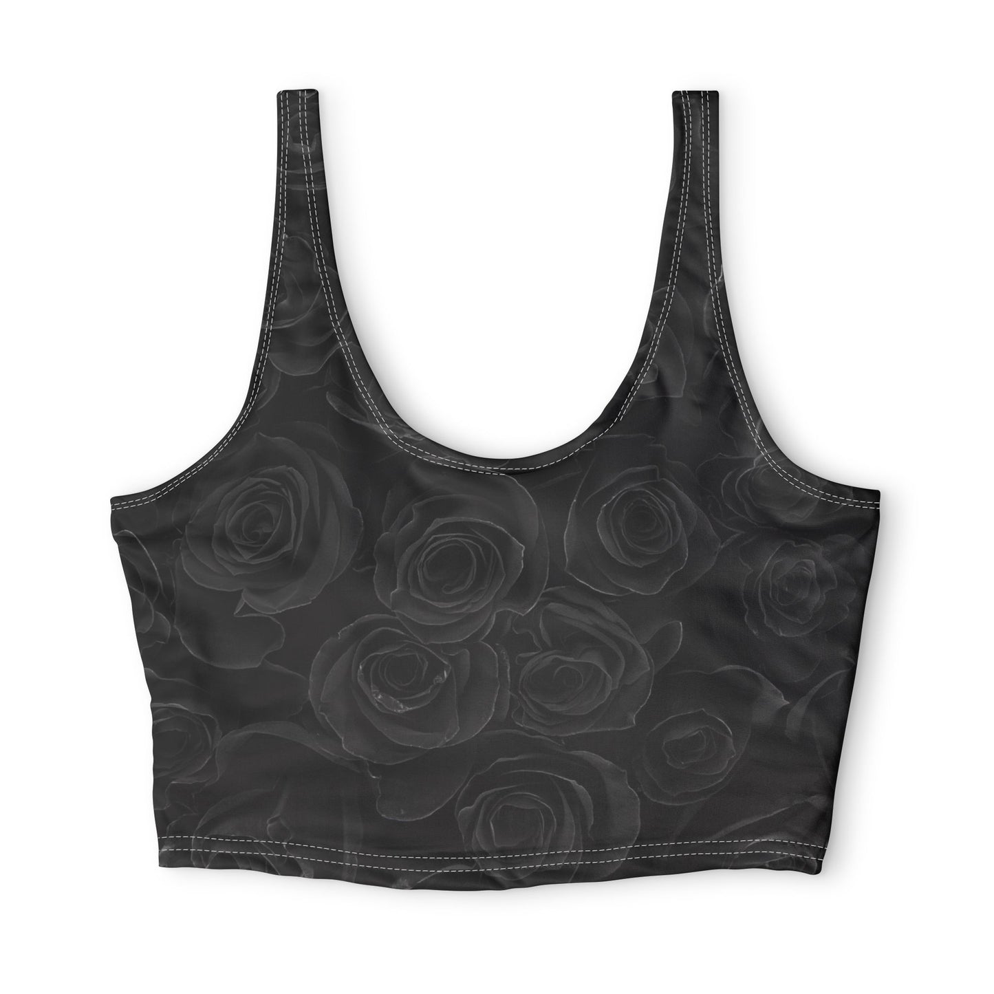 Black Rose All-Over-Print Sports Bra — Gothic Floral Activewear©