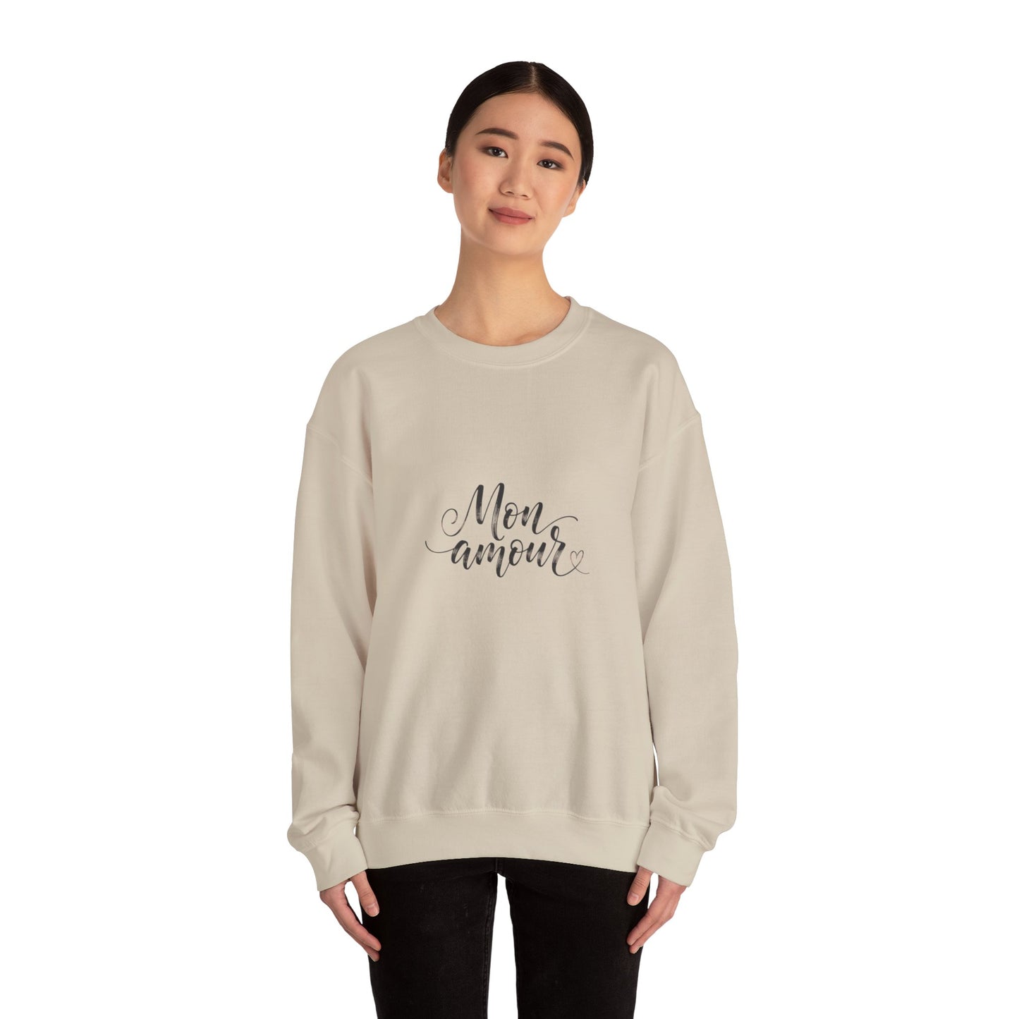 Mon Amour Crewneck Sweatshirt — French Script Cozy Pullover