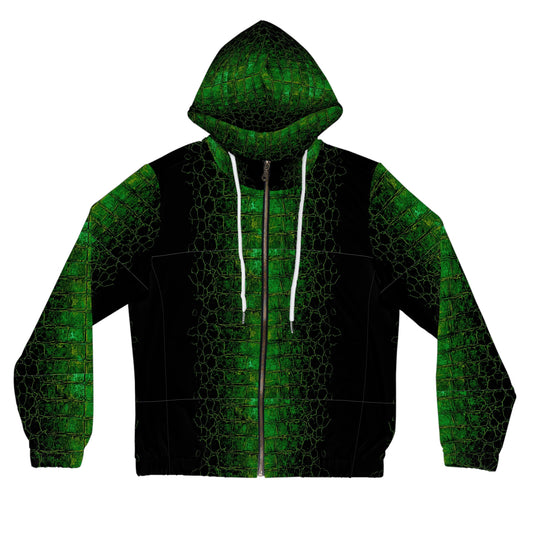 Green Crocodile Skin Full-Zip Hoodie — Women’s All-Over Print©