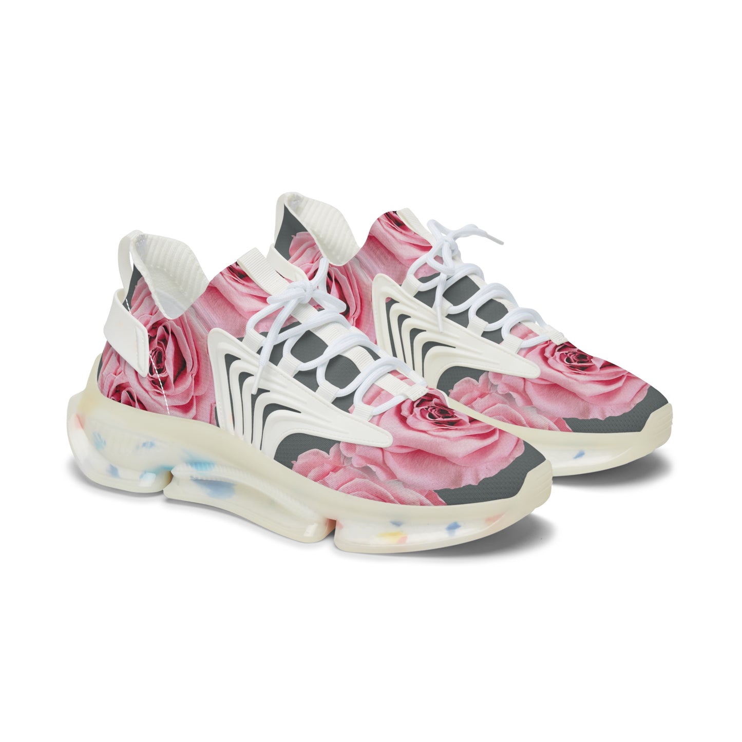 Floral Rose Mesh Sneakers — Women's Pink Rose Athletic Shoes©
