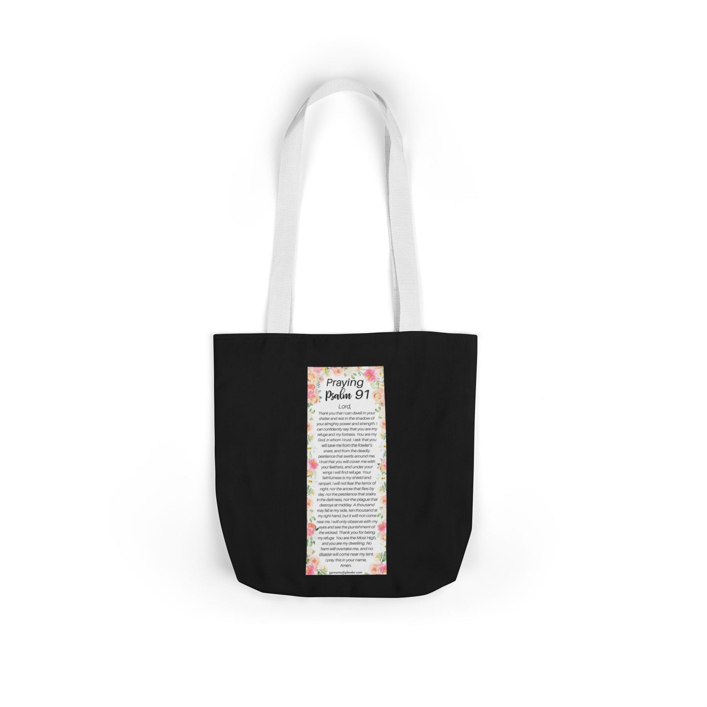 Floral Icons Canvas Tote — "Put On The Full Armour of God" with psalm 91 prayer on the Back.