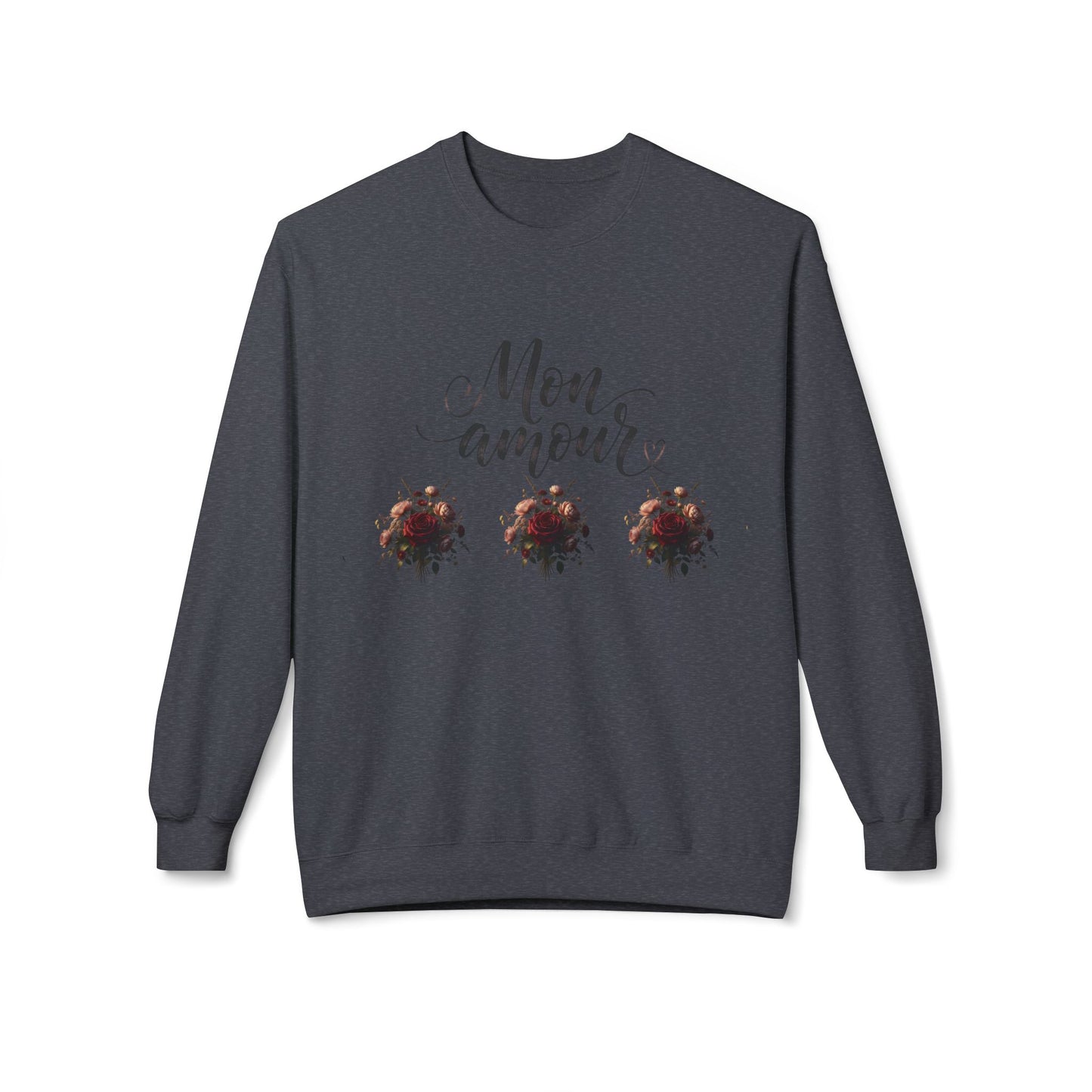 Floral Rose Bouquet Crewneck Sweatshirt — Vintage Dark Romantic Floral Design©
