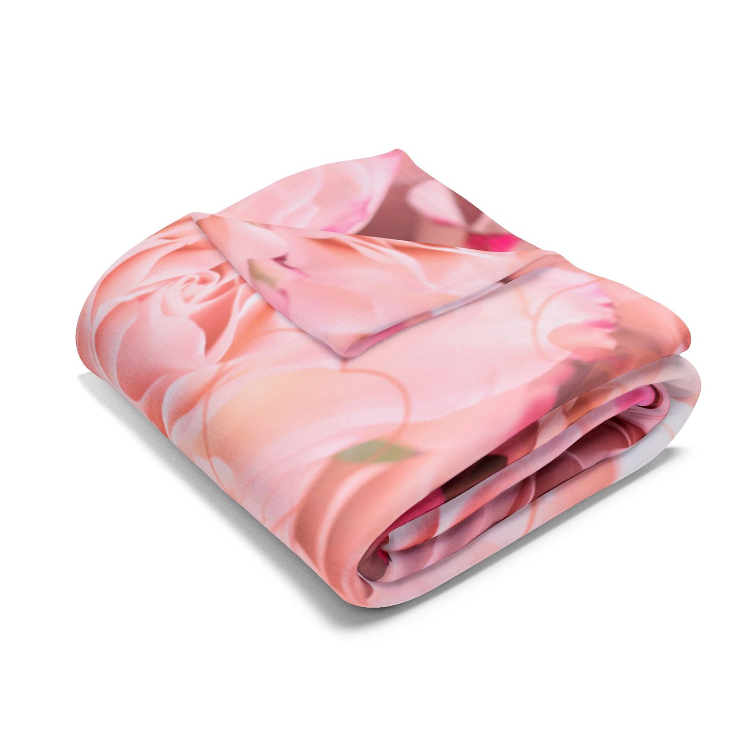 Pink Rose Floral Fleece Blanket — Soft Cozy Throw for Bedroom, Gift for Her