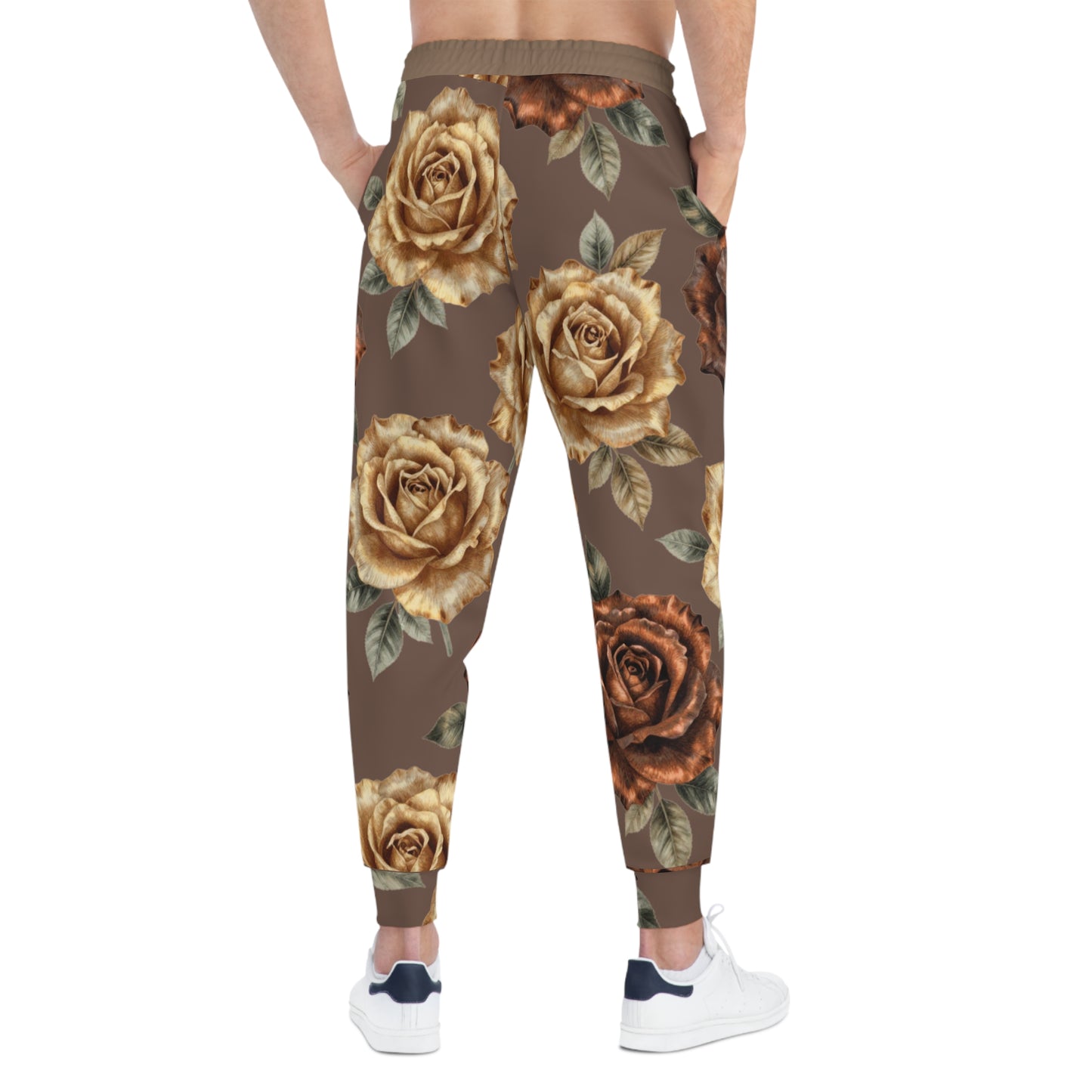 Vintage Brown Rose Joggers — Floral Athletic Sweatpants©