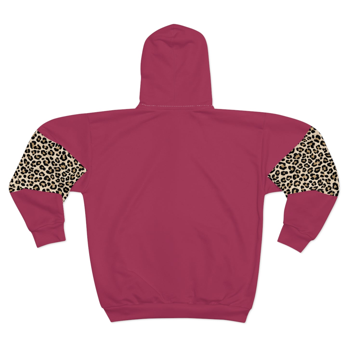 Leopard Accent Zip Hoodie — Pink Animal Print Streetwear©
