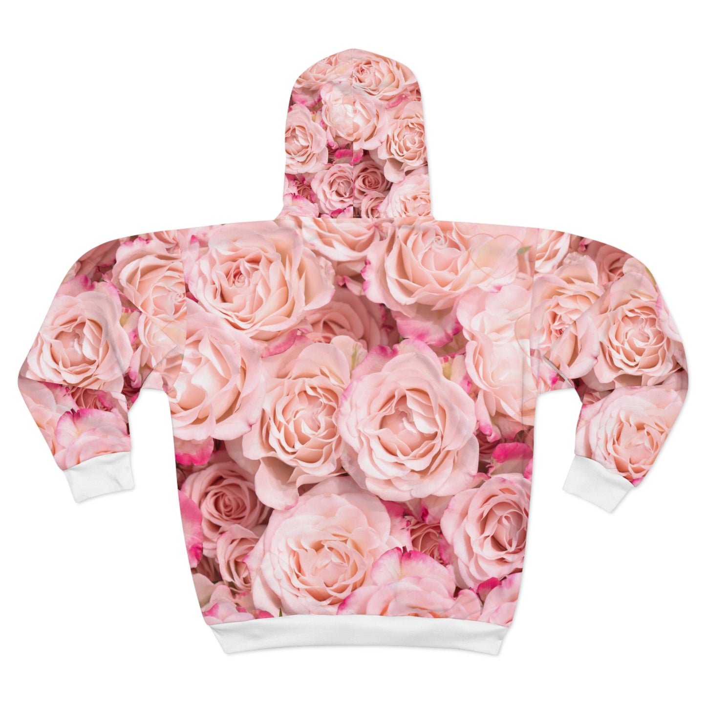 Pink Rose All-Over Print Zip Hoodie — Floral Romantic Jacket©