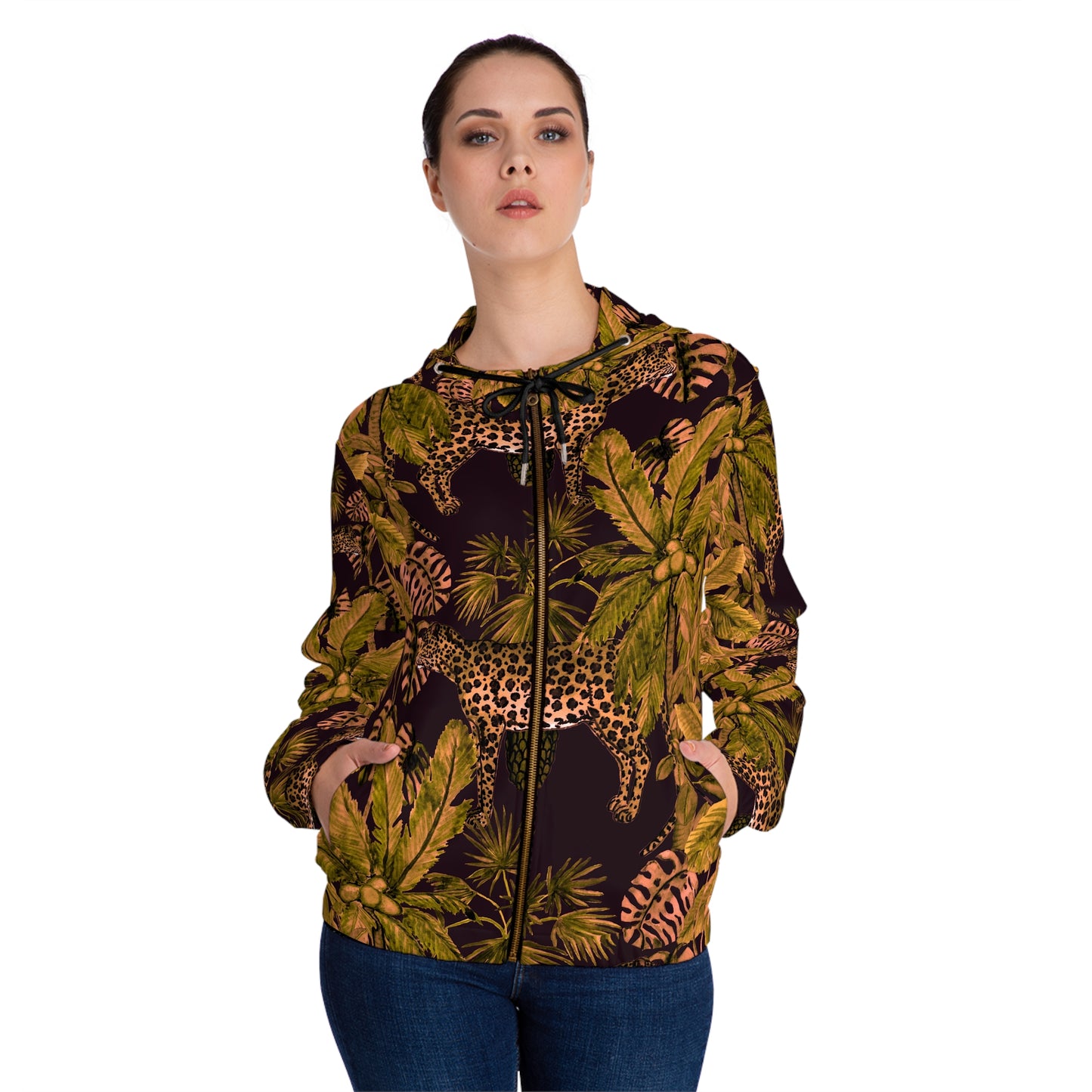 Tropical Leopard Print Zip Hoodie©