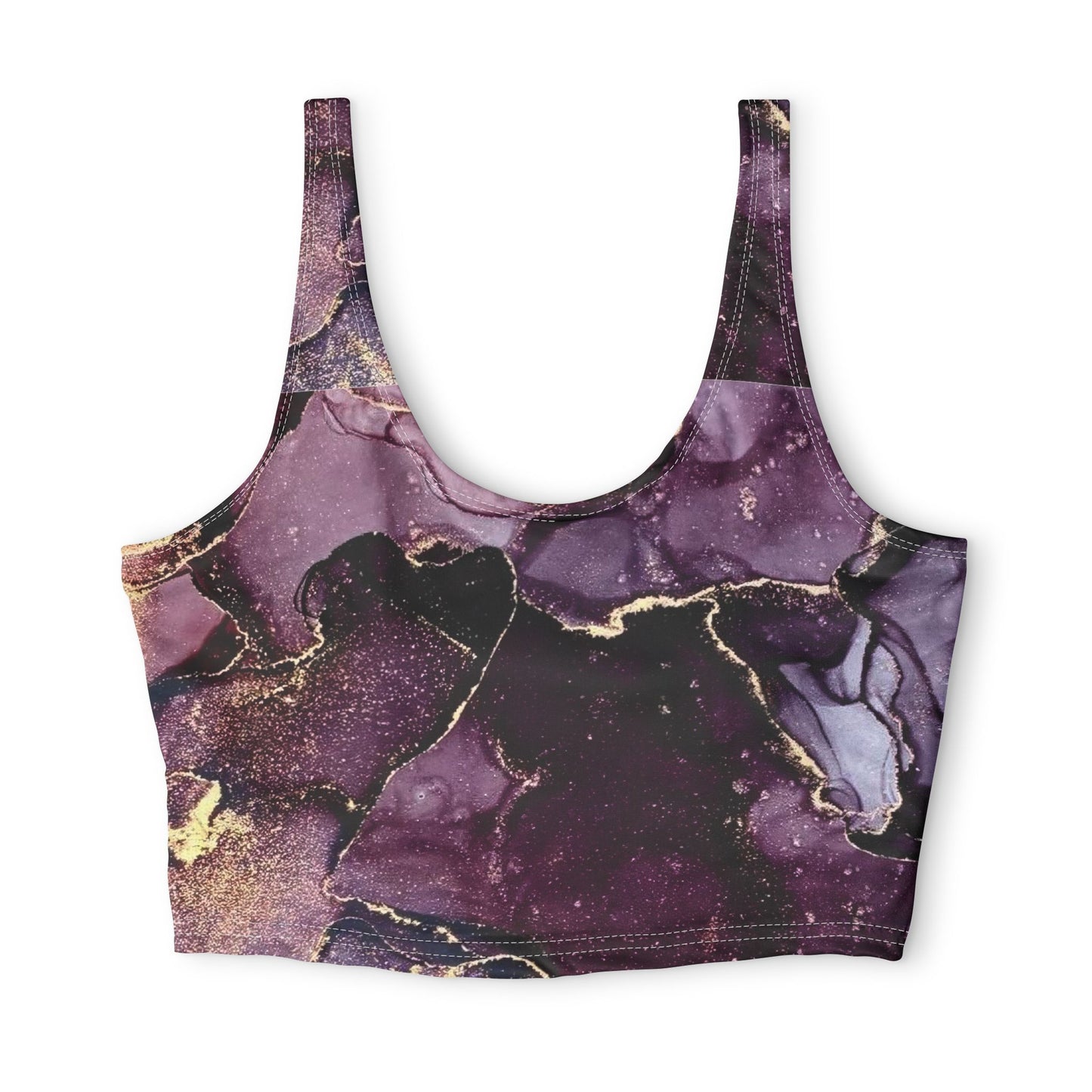 Purple Marble Sports Bra — Gold Vein All-Over Print©