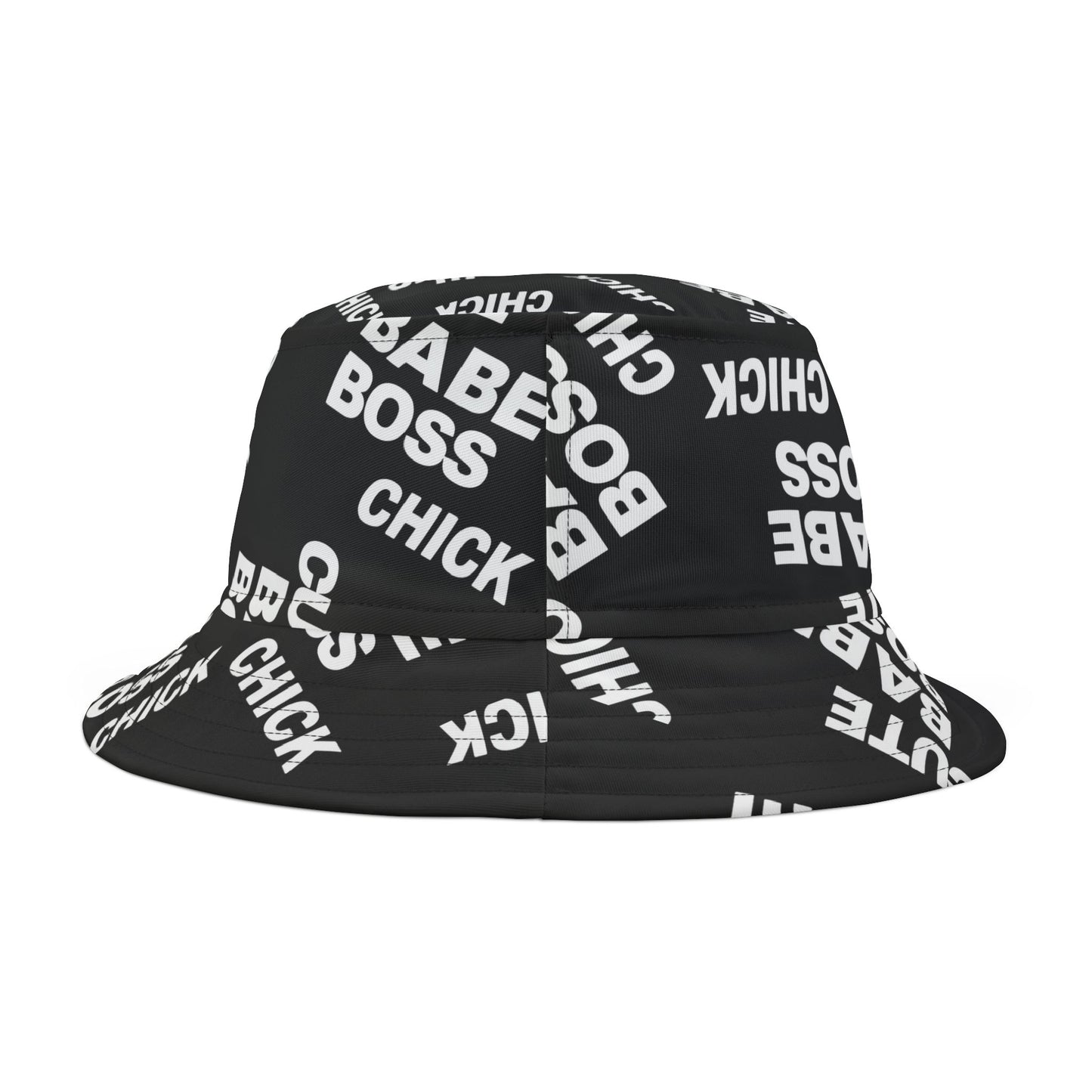 Cute Babe Boss Bucket Hat — Graphic Black All-Over Print