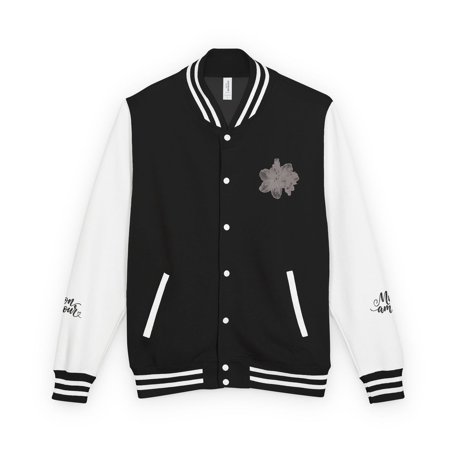Letterman Jacket — Minimal Floral Patch Varsity Jacket