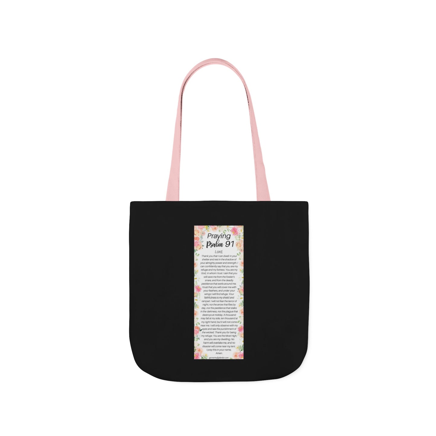Floral Icons Canvas Tote — "Put On The Full Armour of God" with psalm 91 prayer on the Back.