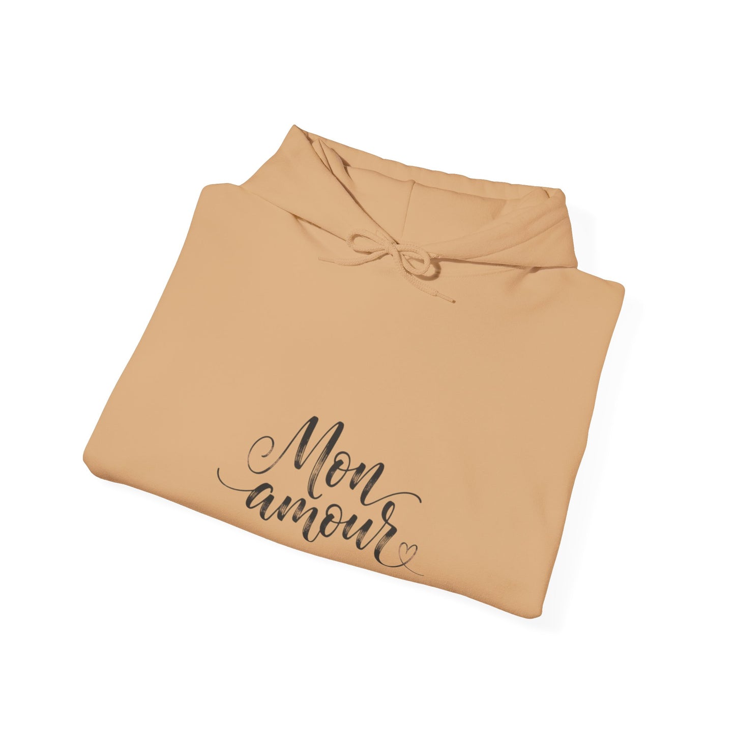 Mon Amour Hoodie— French Script Cozy Pullover for Moms & Couples©