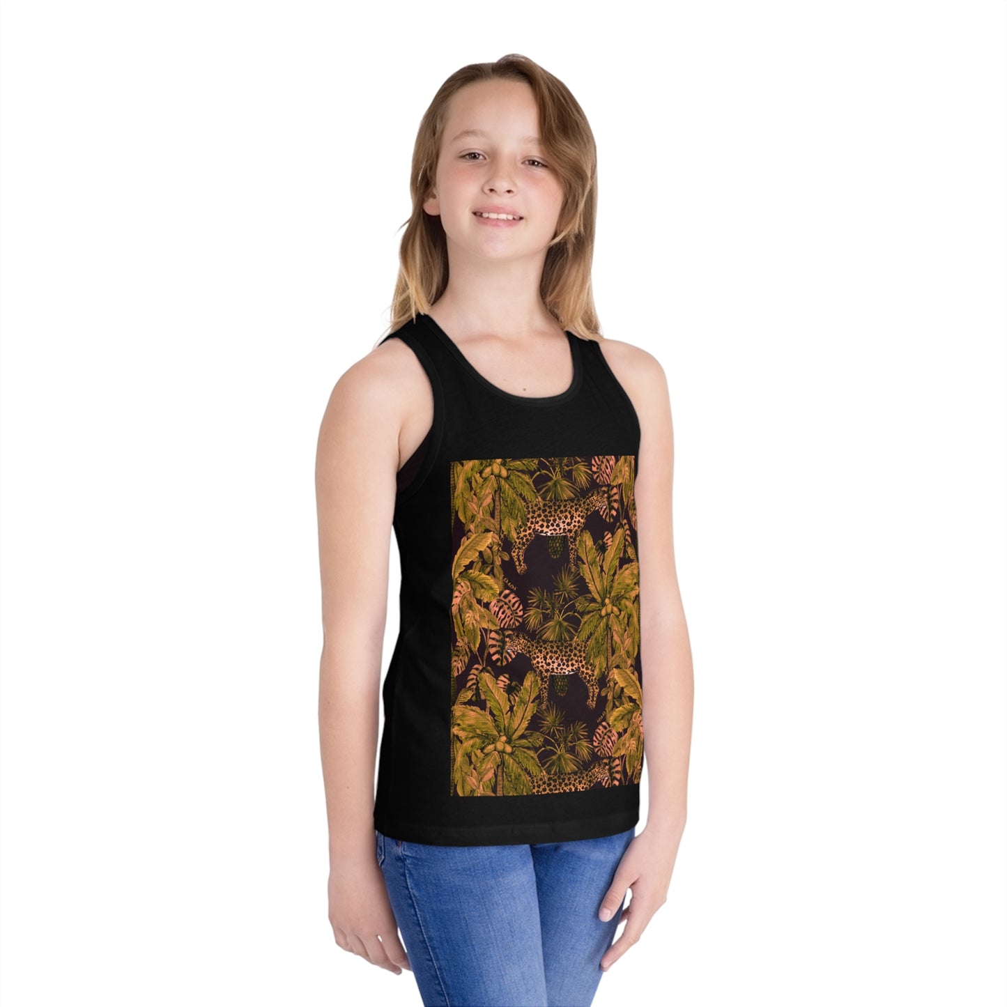 Kids Jungle Leopard Tank Top - Tropical Palm Print Kids' Jersey Tank©