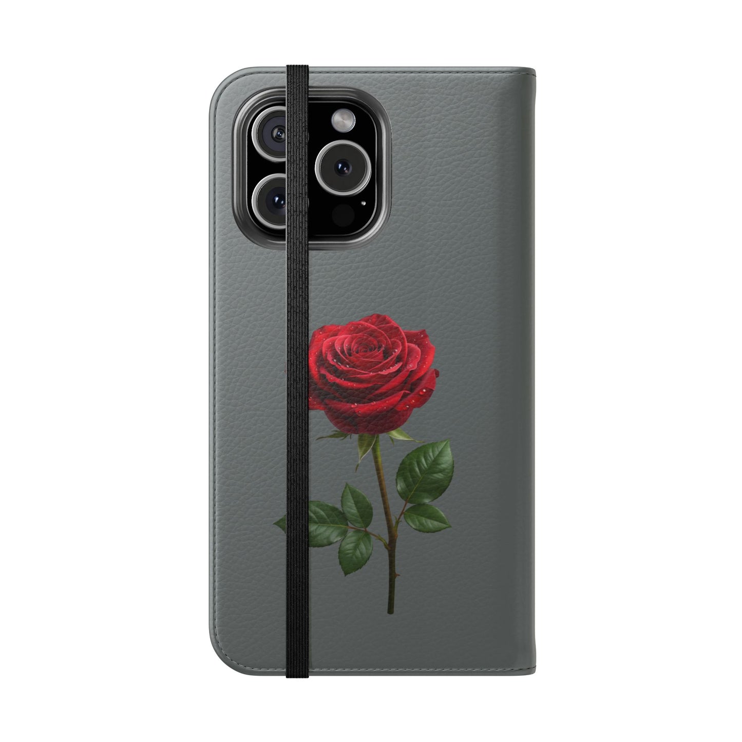 Mon Amour Rose Flip Phone Case — Floral Wallet Flip Case with 'Mon amour' Script