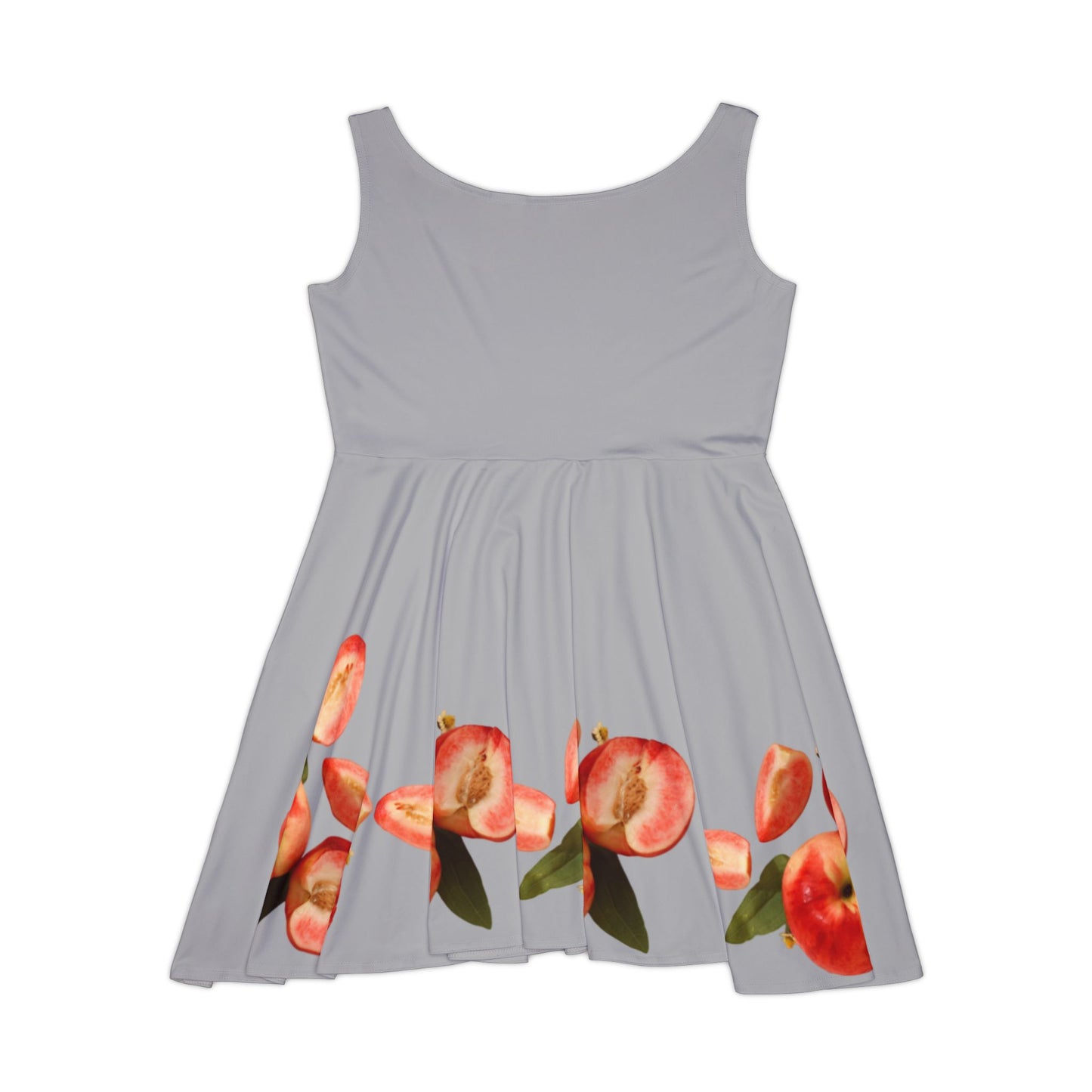 Peach Print Women's Skater Dress — Grey Background with Peach Motif©